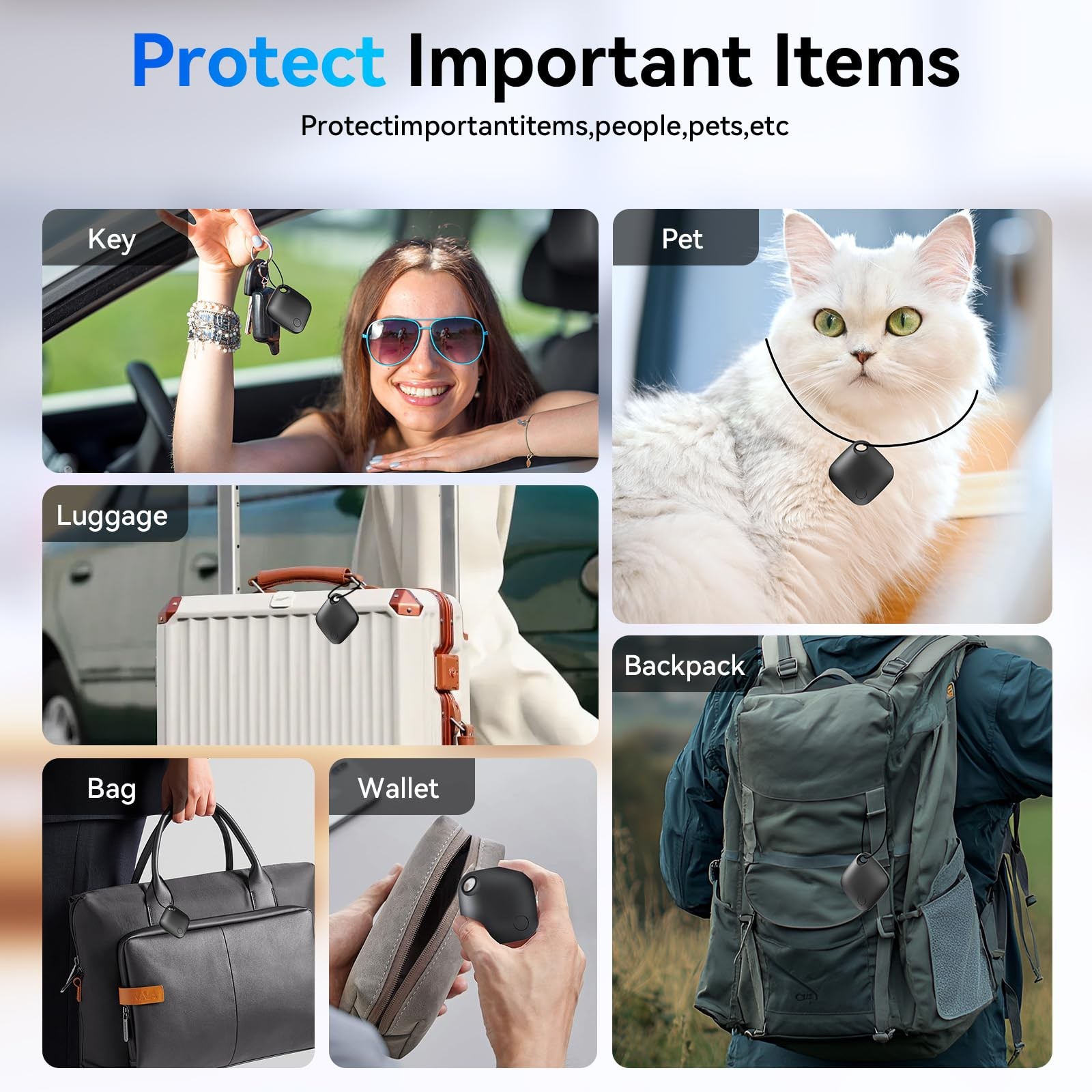 2 Pack Android,Luggage Tracker Tags for Android Works with Google Find Hub App