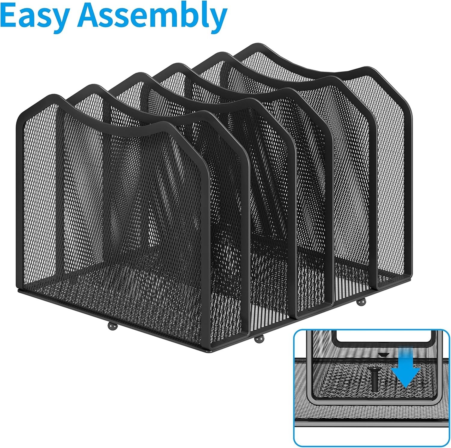 Multifunctional Mesh File Sorter - 5 Sections for Ultimate Desk Organization