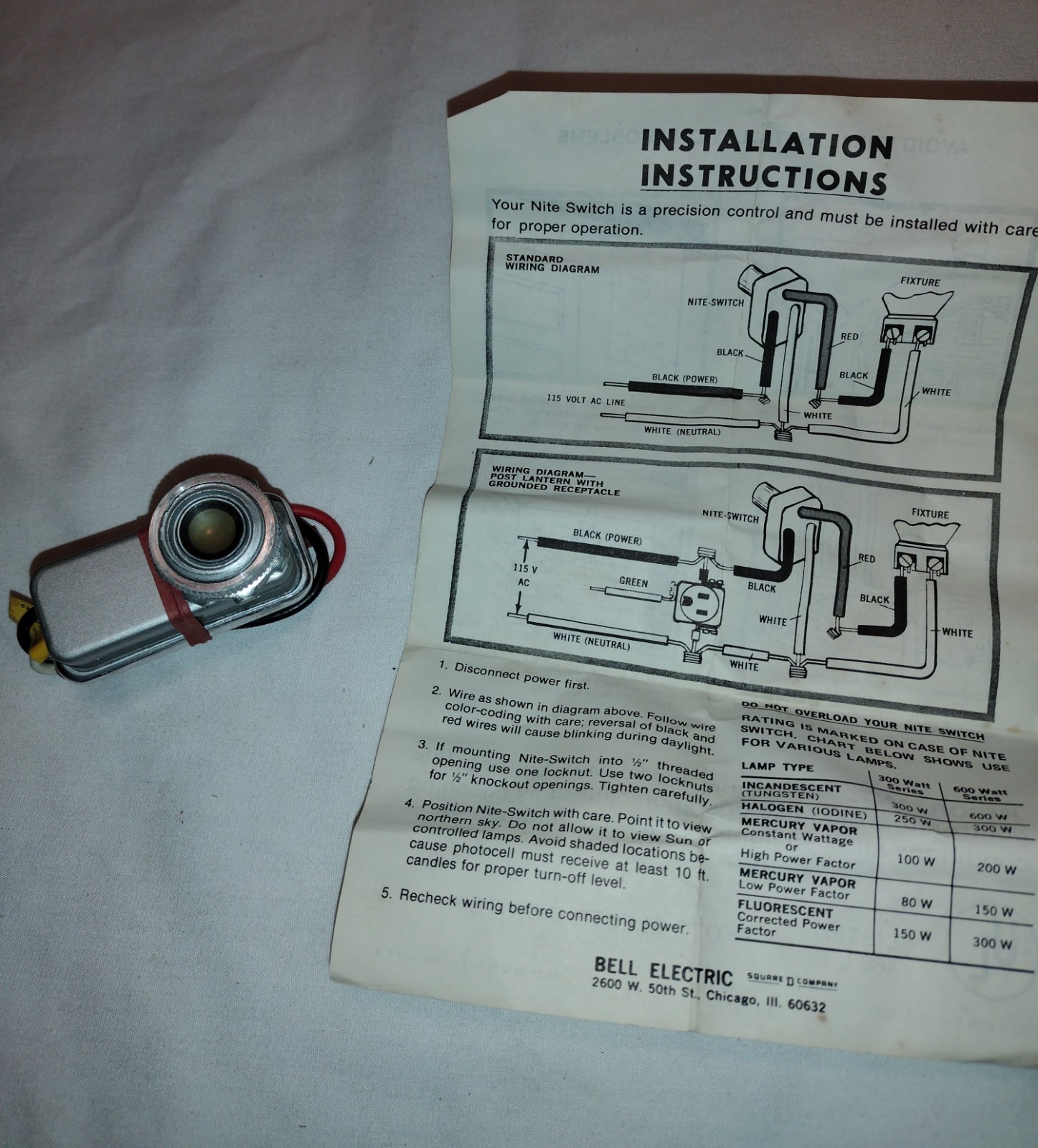 BELL ELECTRONIC "NIGHT SWITCH" NOS