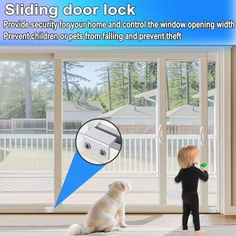 Window Locks,4 Sets Sliding Window Safety Locks with Key for Up and Down Windows