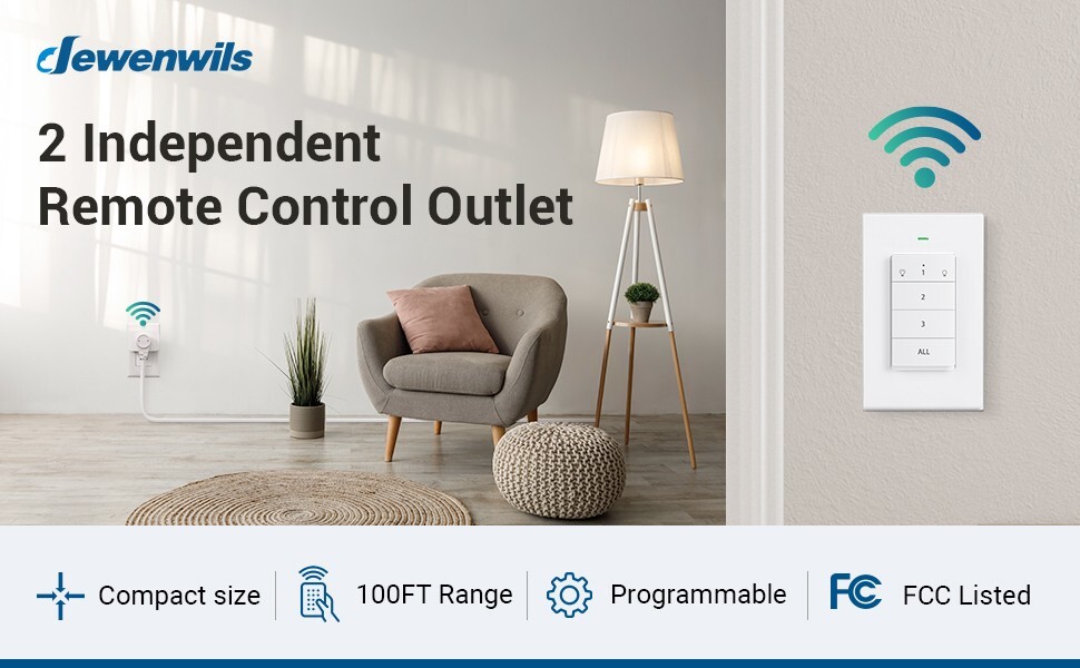 Dewenwils Dewenwils 2 Independent Remote Control Outlet Programmable Dual-use