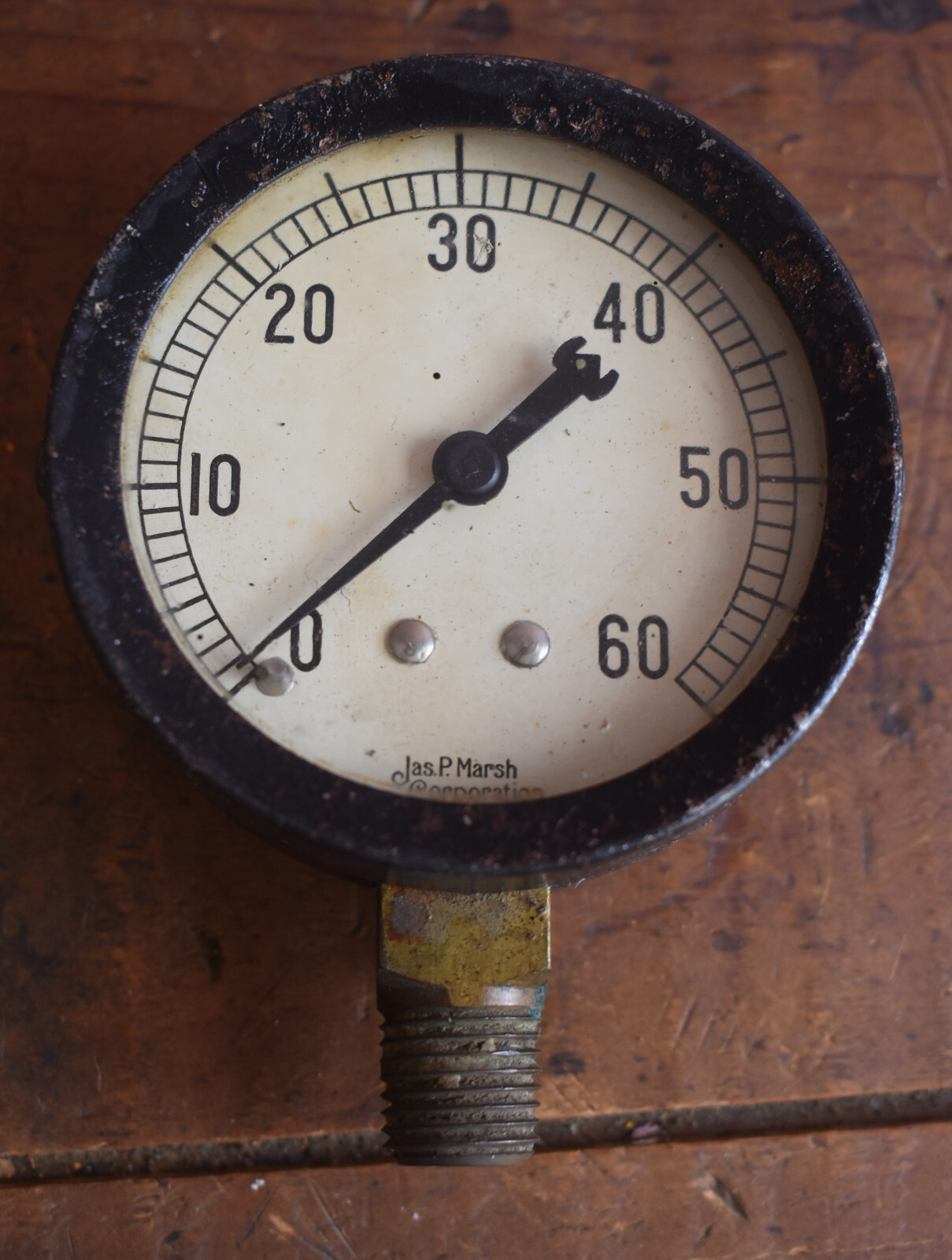 Vintage Jas P Marsh 0-60 Steampunk 2 1/2" Pressure Gauge Skokie IL