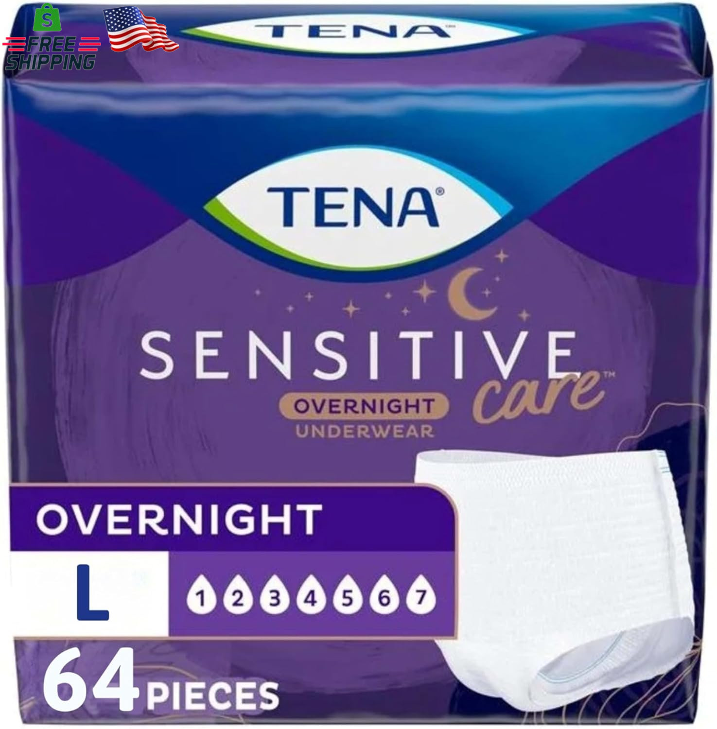 TENA Sensitive Care Overnight Incontinence Underwear for Women, Bladder Control,
