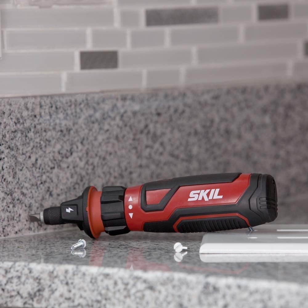 Compact Rechargeable 4V Screwdriver with Circuit Sensor and 45 Bits – LED Light