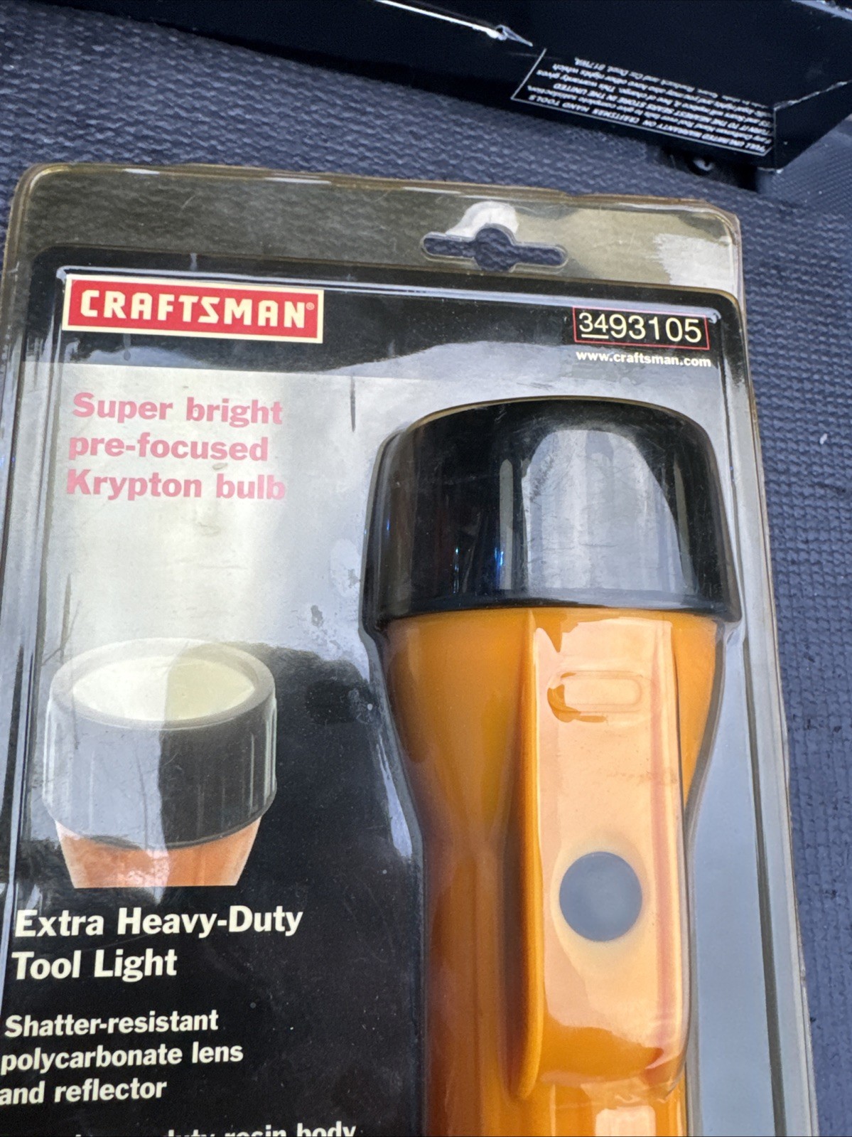 Rare Sears Craftsman Yellow Tool light 93105 3d Cell Flashlight Nos