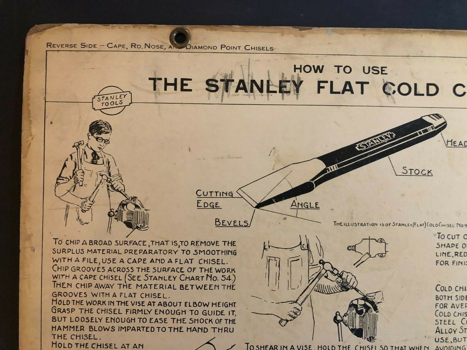 Vintage 1933 Stanley Tools Double Sided Pressboard Instructional Chart (10 / 14)
