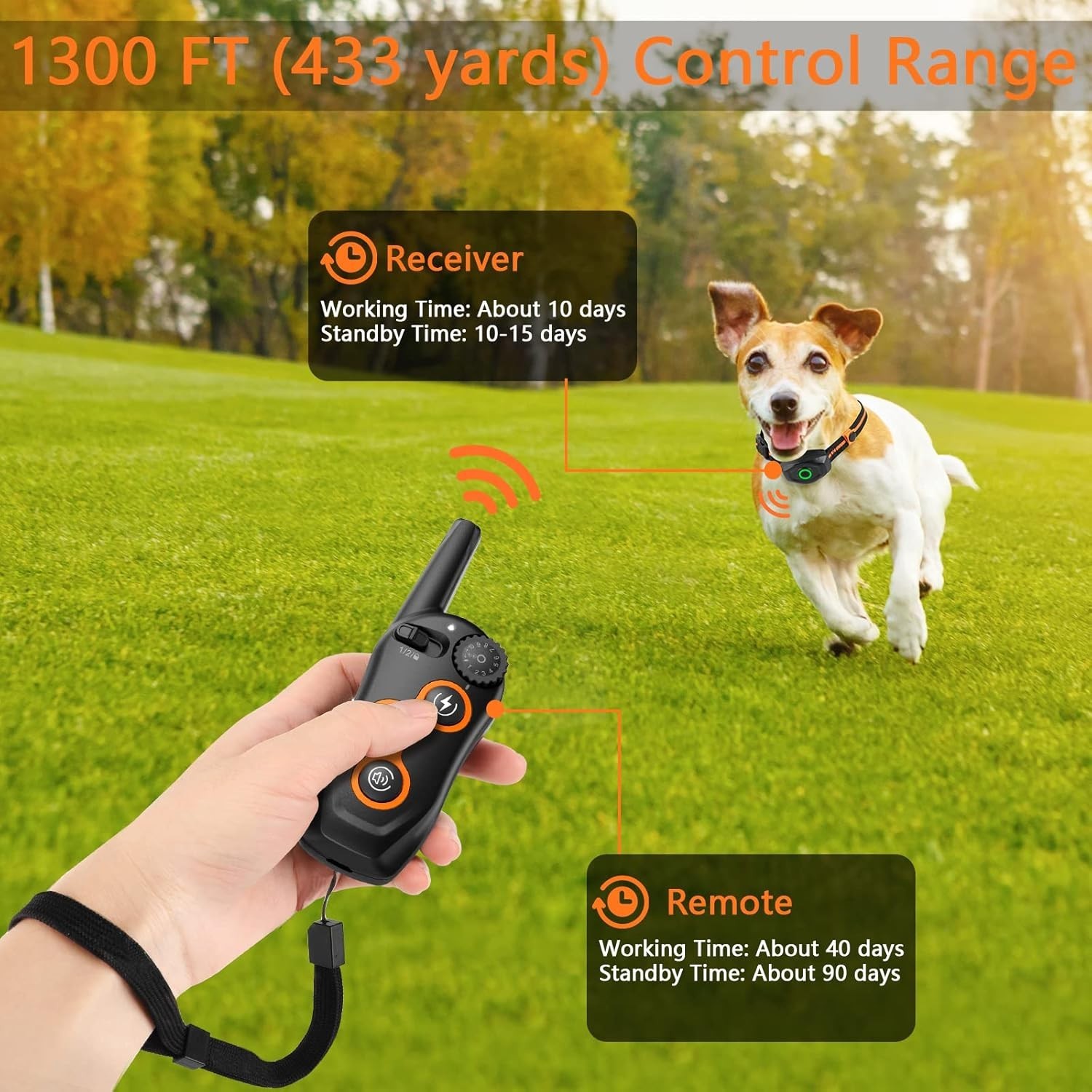 Waterproof Dog Training Collar - Shock, Vibration, Beep Modes, 1300ft Range