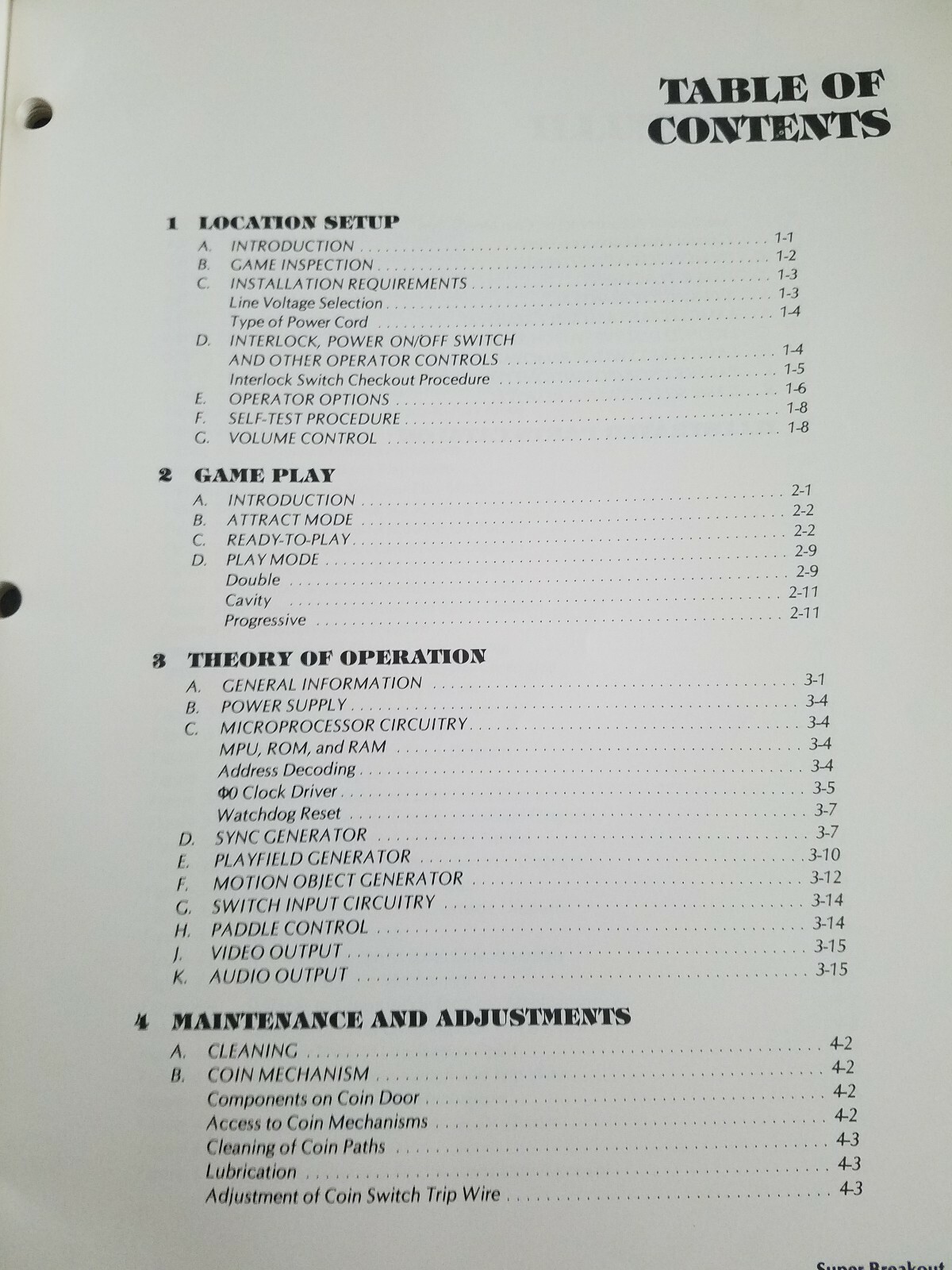 Original VINTAGE Atari Super Breakout Arcade Game Operation Manual (Complete)