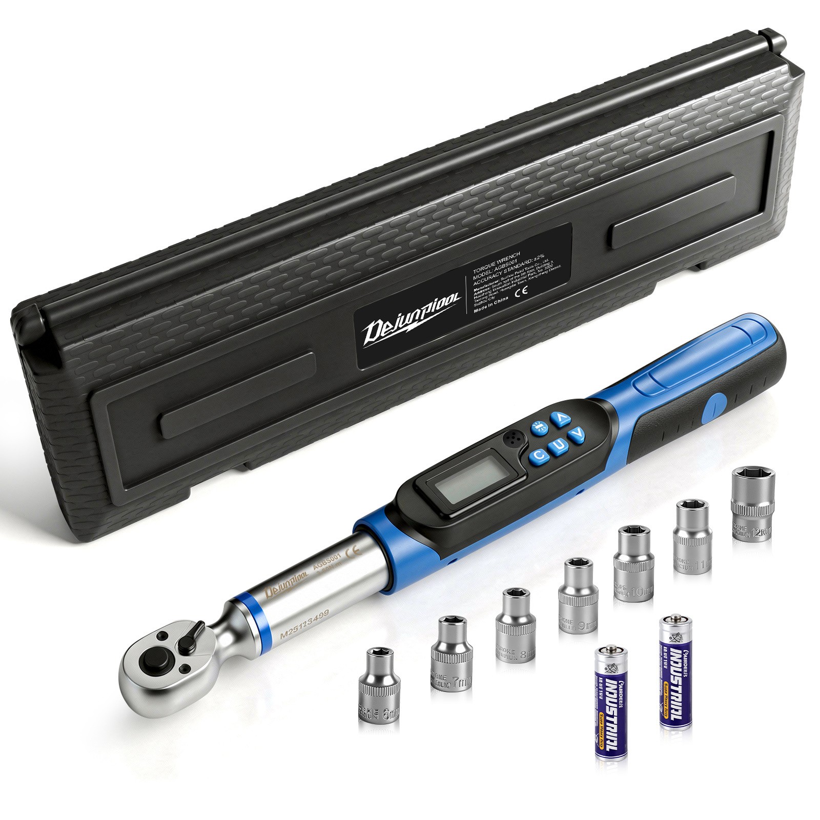 Digital Torque Wrench Adjustable Torque Wrench 3/8'' Drive 1/4 Adapter 3-60NM