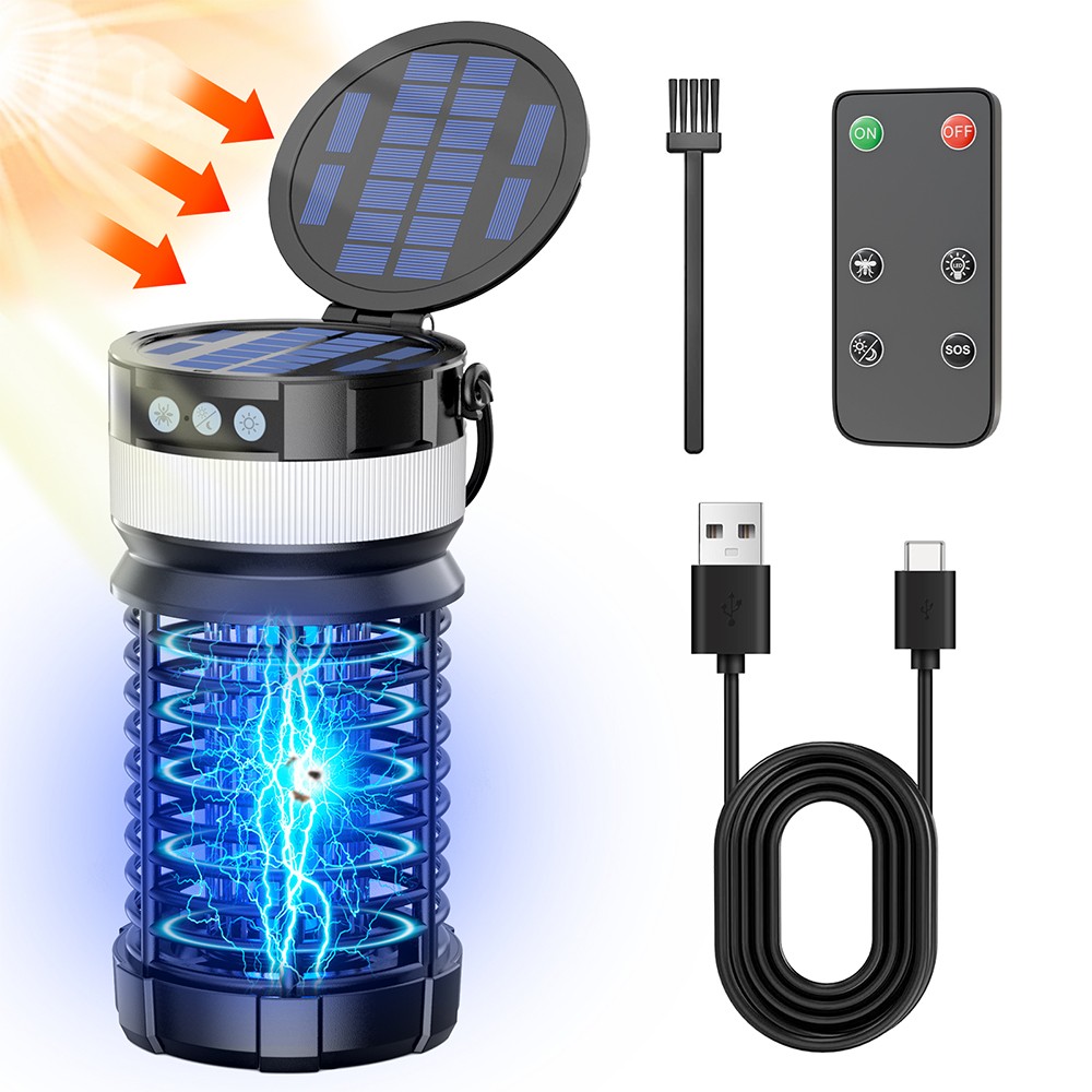 Solar Bug Zapper Dual Solar Panels 4000mAh Remote IP65 UV Outdoor Insect Trap