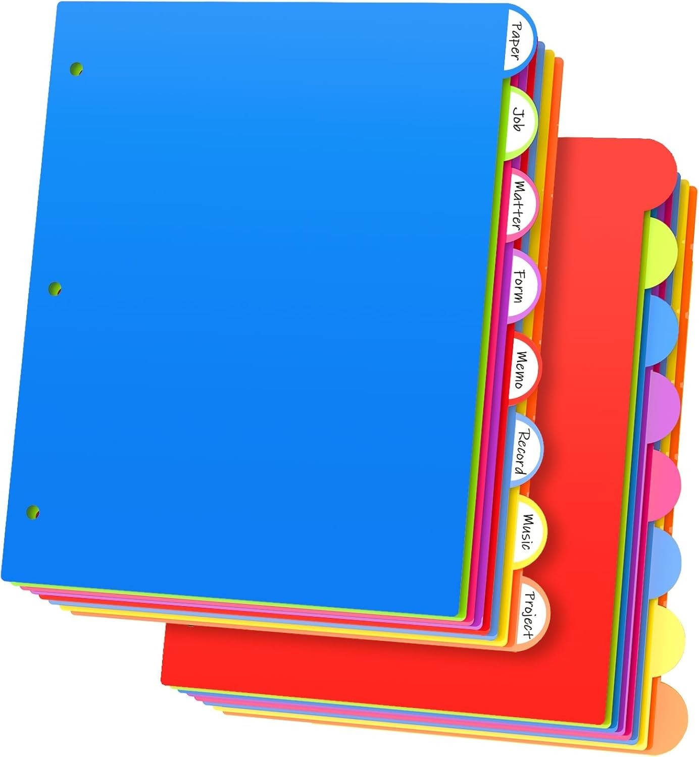 SUNQEBO Dividers for 3 Ring Binder, 8 Tabs 16 Colorful (16 Pcs), Round 16 Tab