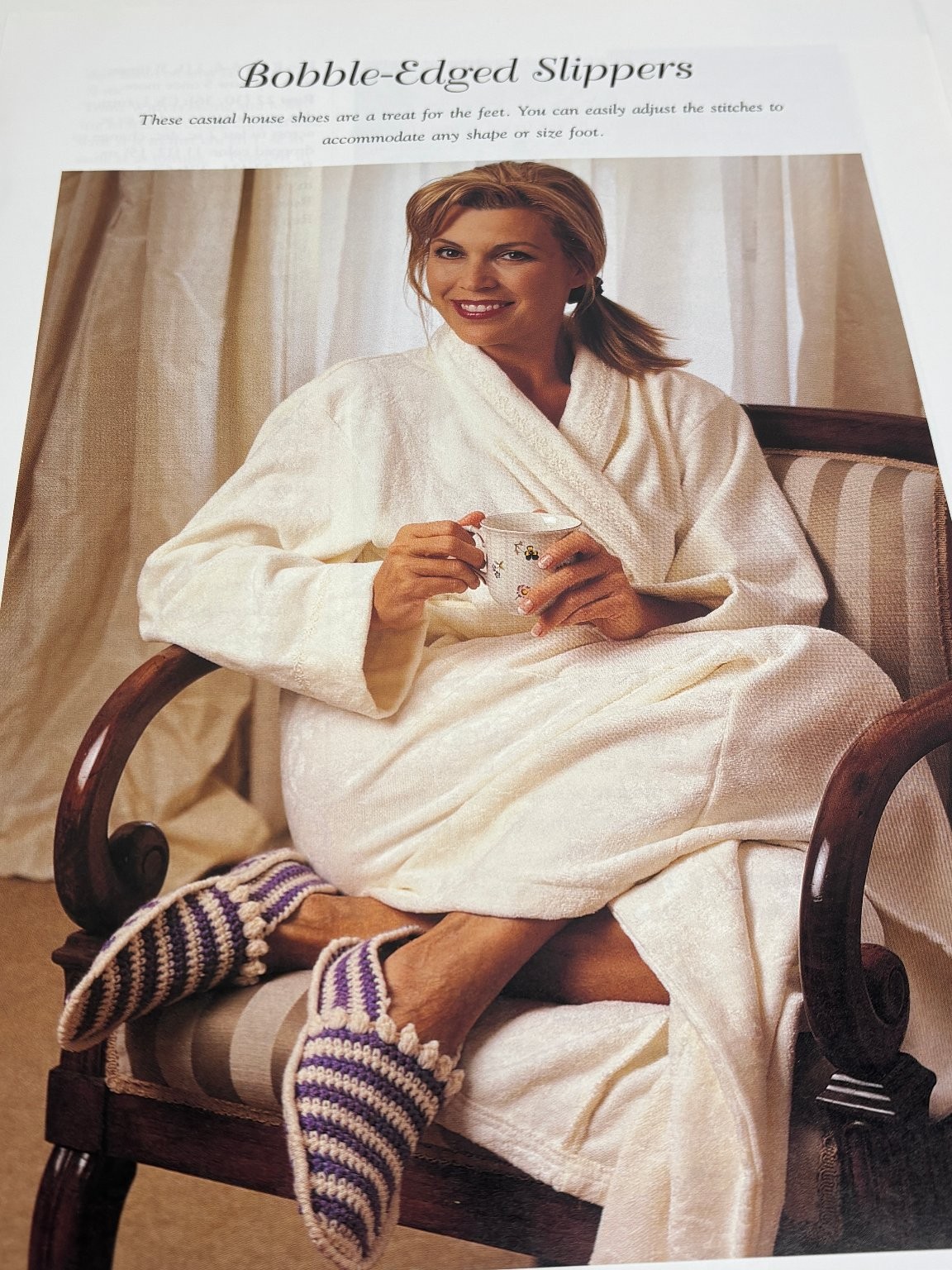 Bobble Edged Slippers Crochet Pattern Worsted Sizes Sm-Lg Book Pages