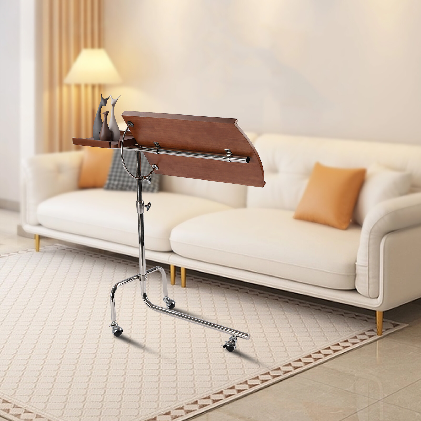 Angle Height Adjustable Rolling Laptop Desk Sofa Bed Tray Notebook Table Stand