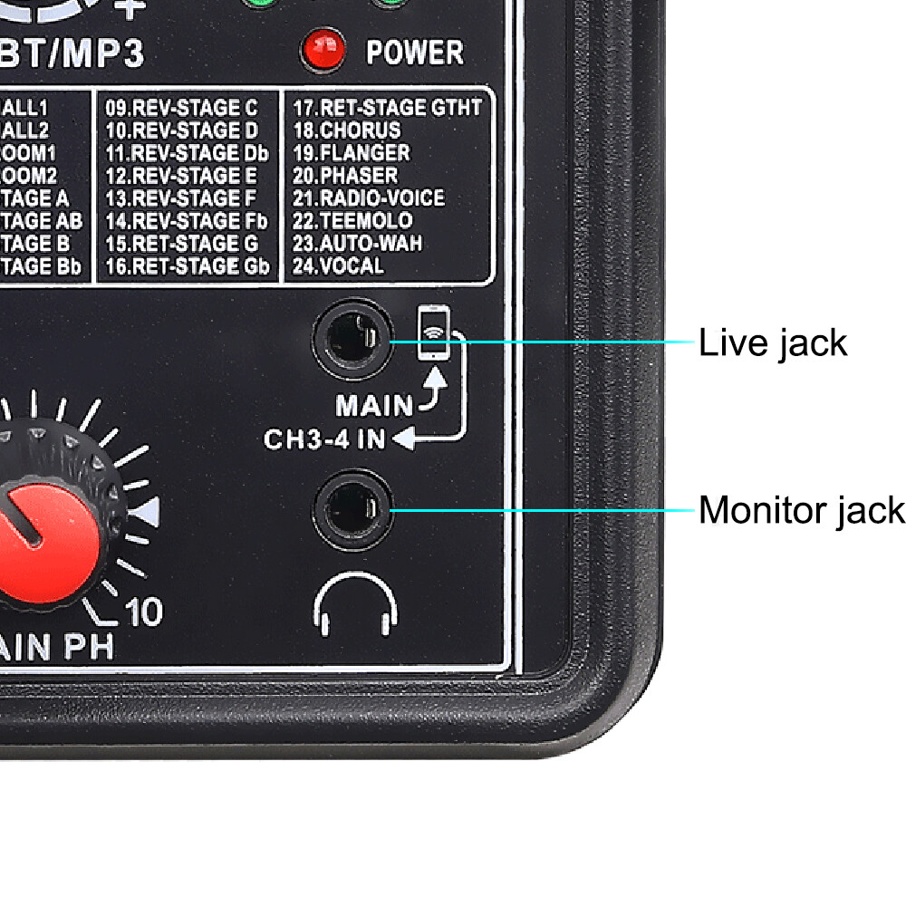 Pro 4 Channel Studio Audio Mixer Bluetooth USB DJ Live Sound Mixing Console