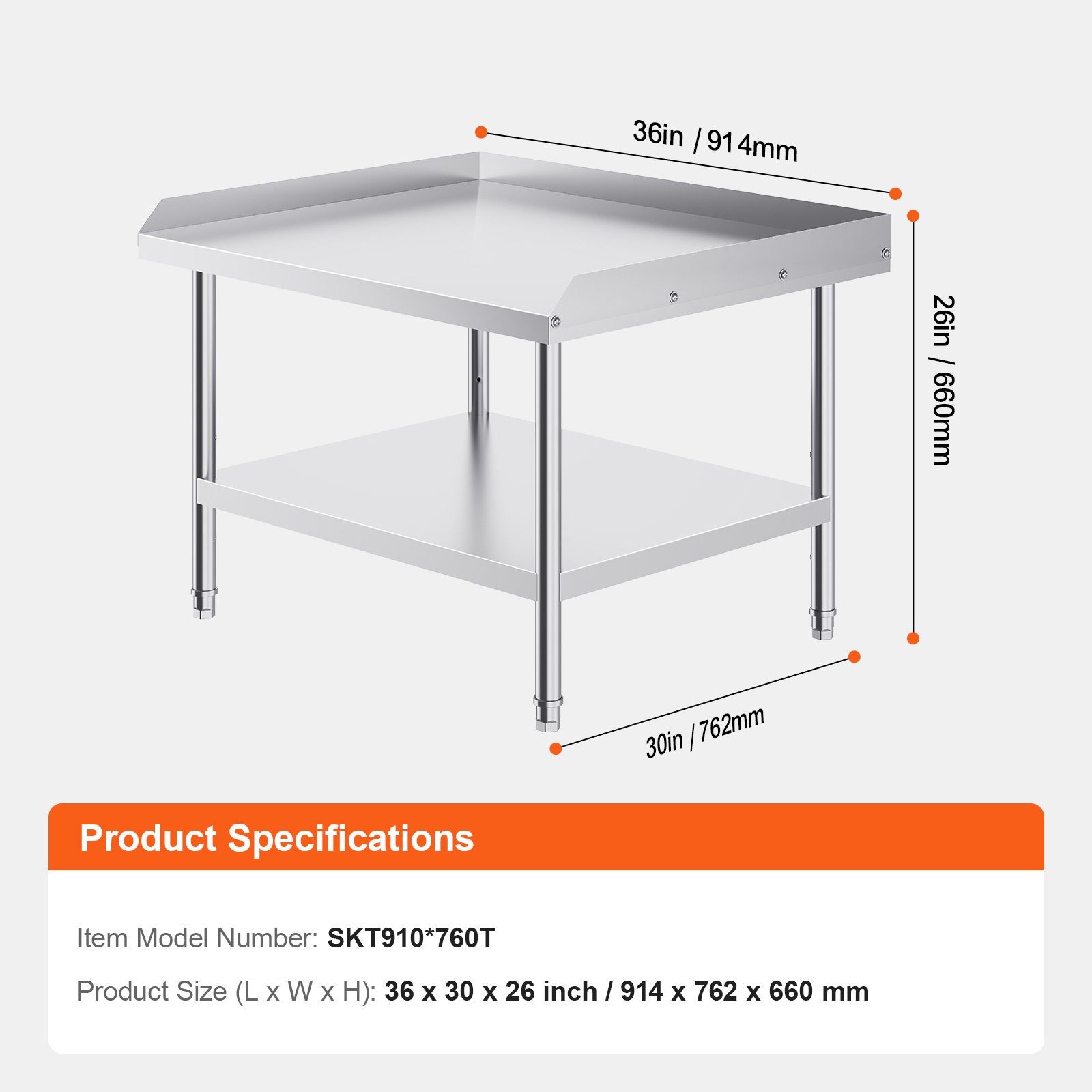 30x36in Stainless Steel Work Table with Adjustable Shelves