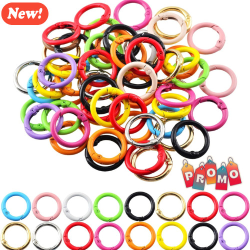 Carabiner Clip 48Pcs Metal Key Ring Clip Circle Keychain Rings Bulk Spring O Rin