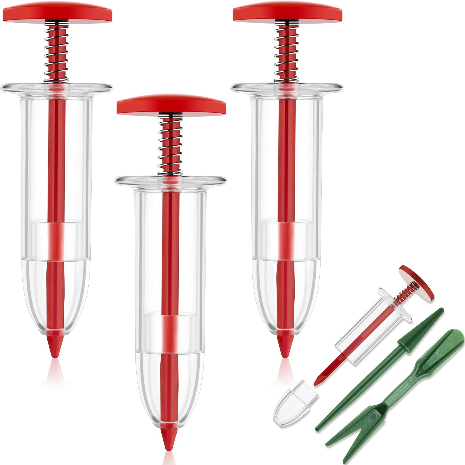 6 Pcs Mini Sowing Seed Dispenser Sower with 2 Transplanting Tools Hand Spread...
