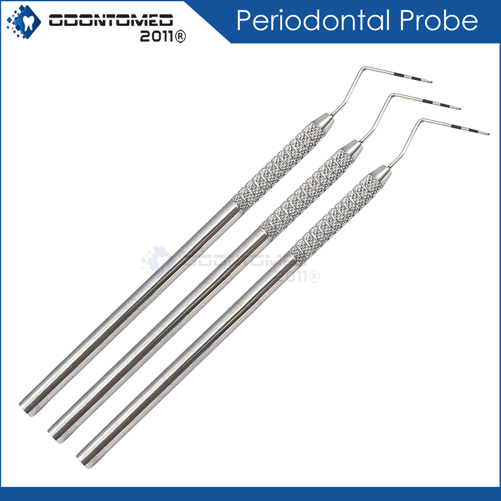 3 Pcs William Probe Color Coated Dental Periodontal Perio Probes Stainless Steel