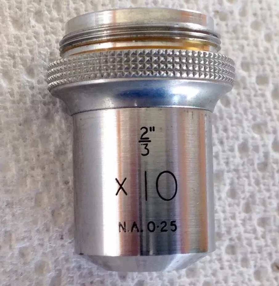C. Baker London (12785) Microscope Lens.   2/3",  x10,  0.25