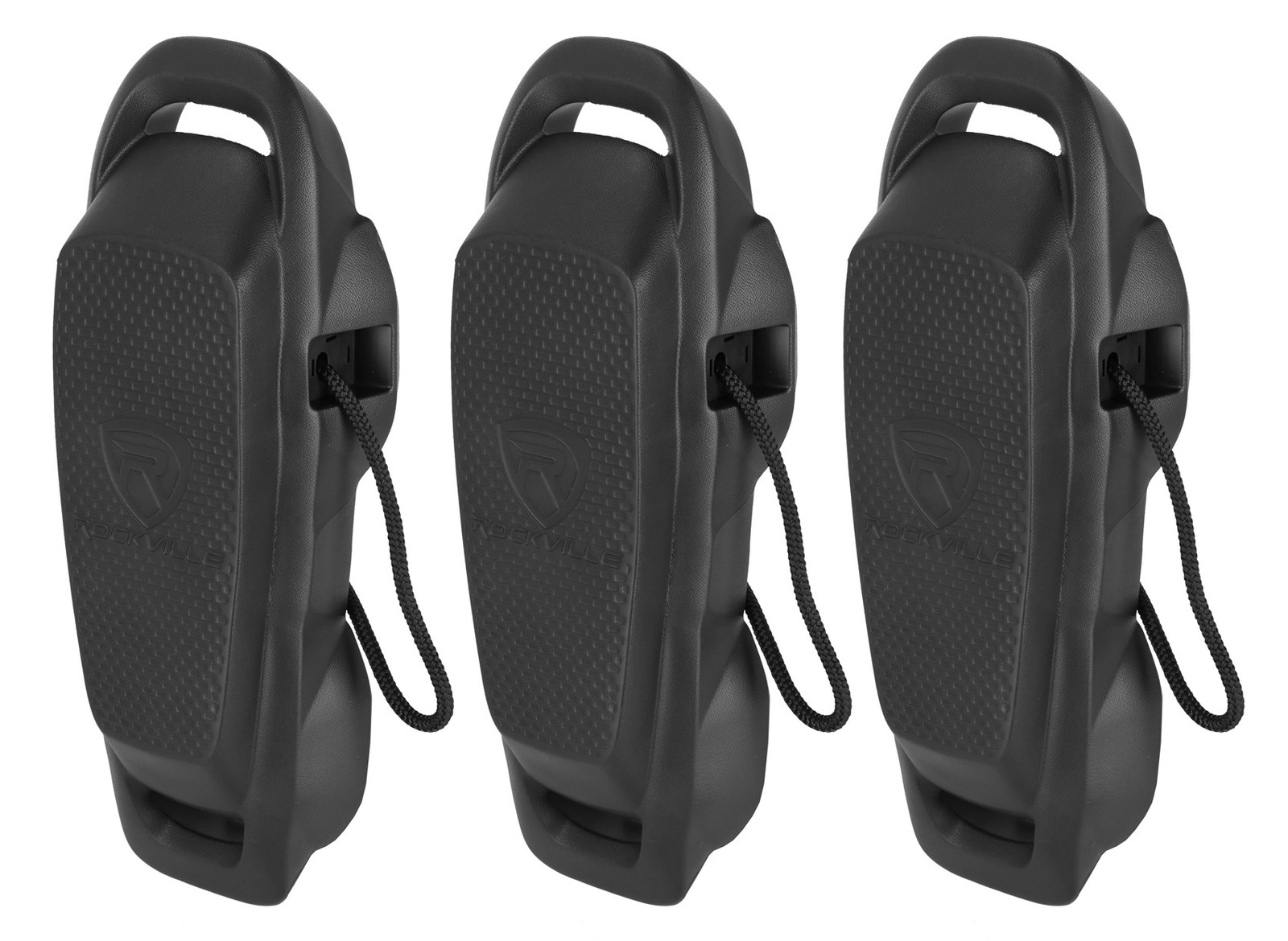Rockville 3 Pack Titan Foam Fender Black 22"x9" Boat Bumper No-Knot/Quick Adjust
