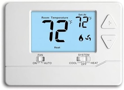 Thermostat for Home Non-Programmable Single-Stage Systems,1 Heat / 1 Cool,Eas...