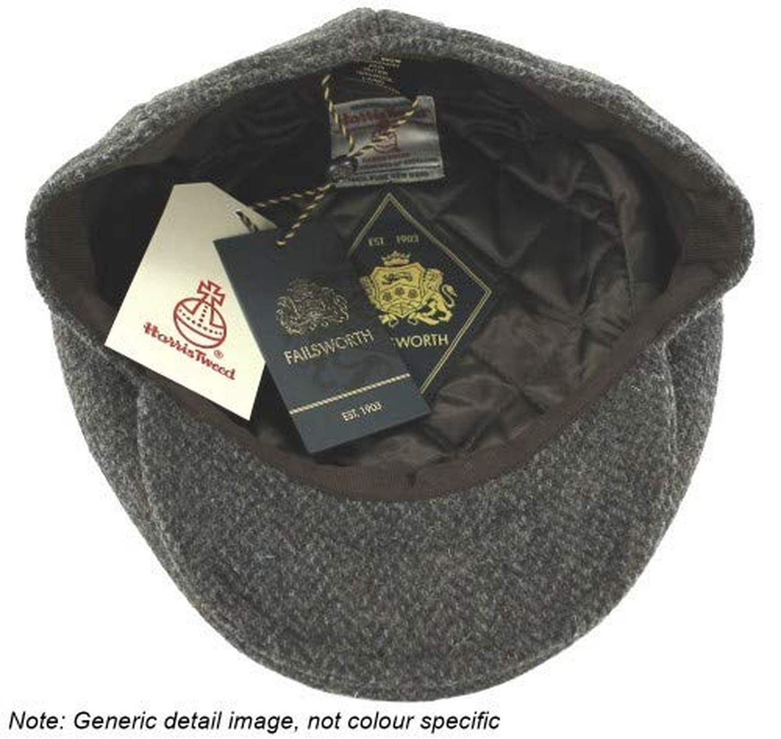 Failsworth Millinery Stornoway Harris Tweed Flat Cap (Latest Version) Medium