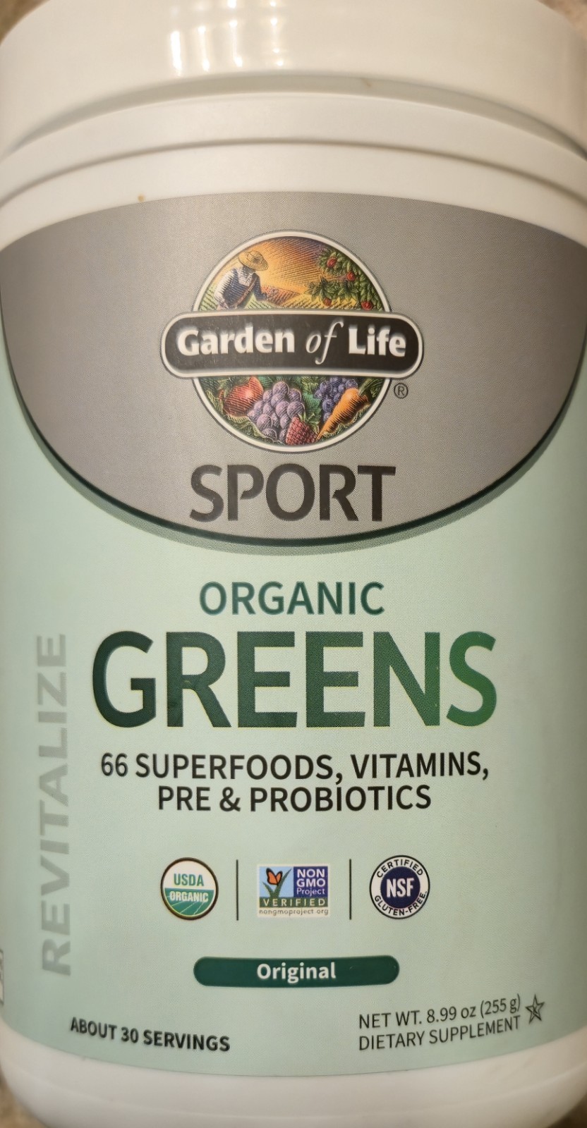 Garden Of Life SPORT ORGANIC GREENS Powder 9 oz (30 Serv) Original Fla BY 08/26