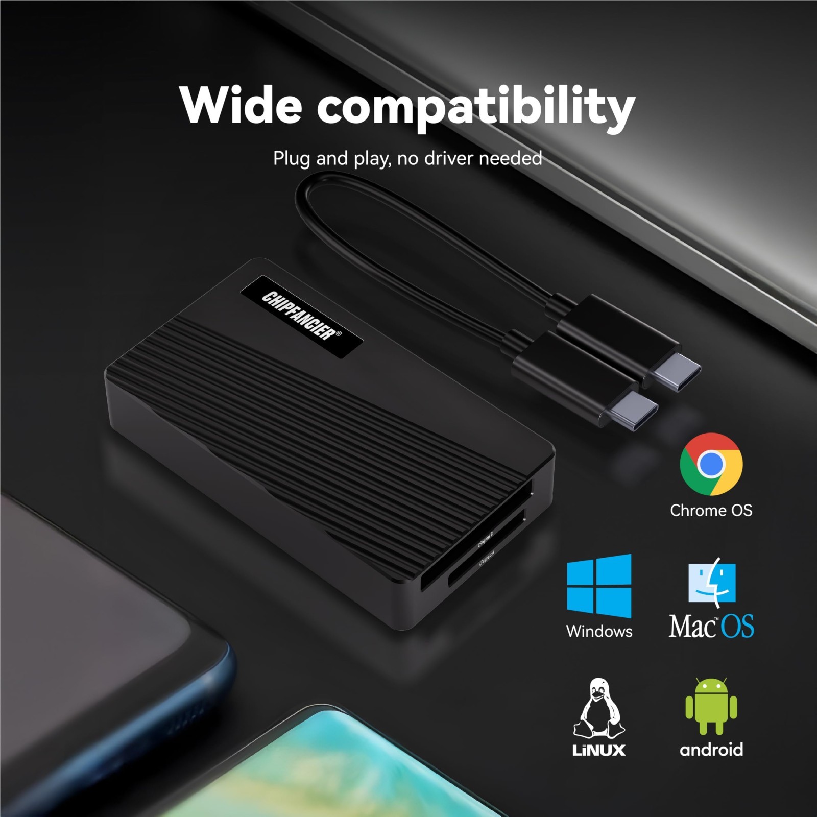 2-in-1 CFexpress Adapter Card Reader Type A & B, 40Gbps USB 4.0, Compatible with