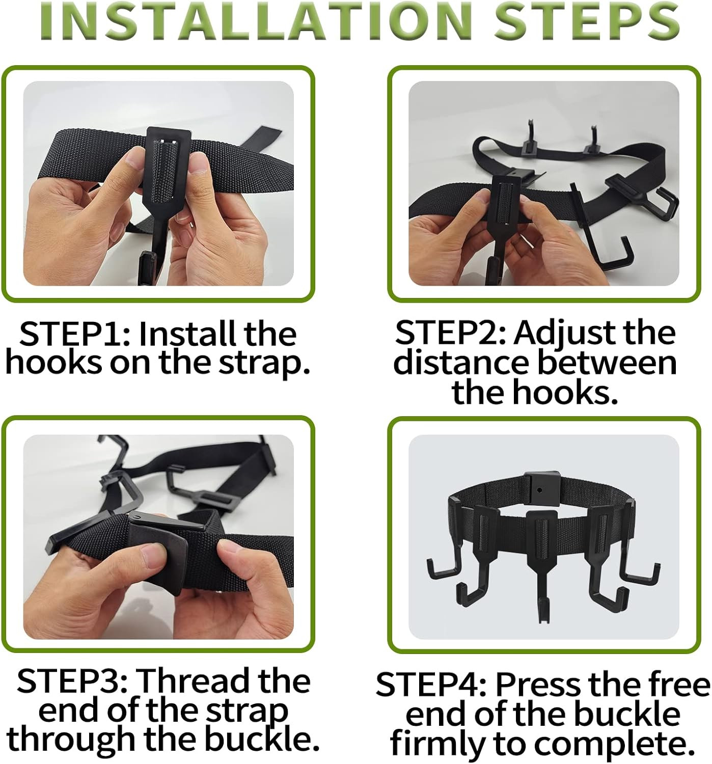 Treestand Strap Gear Hangers with Large Hooks, Lightweight Multi-Hook Accessory