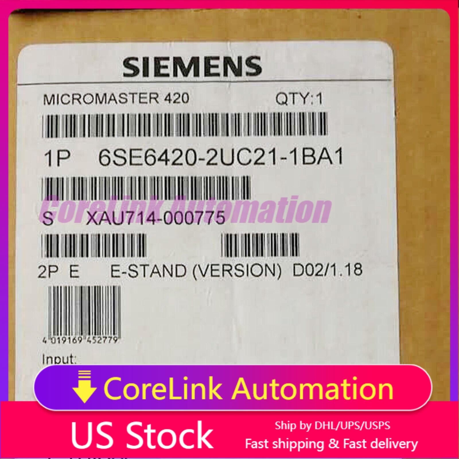 New Siemens 6SE6 420-2UC21-1BA1 6SE6420-2UC21-1BA1 MICROMASTER420 without filter