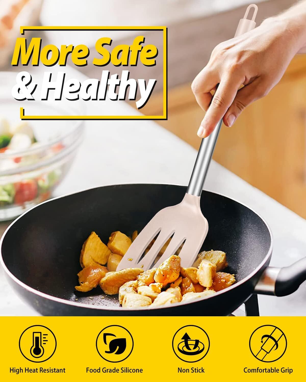 2 Solid Silicone Spatulas, Non-Stick