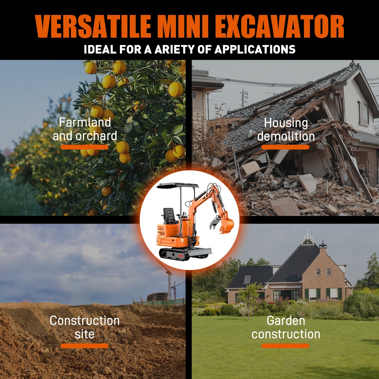 1 Ton Mini Excavator – Tracked with B&S Engine & Pilot Control System US spot