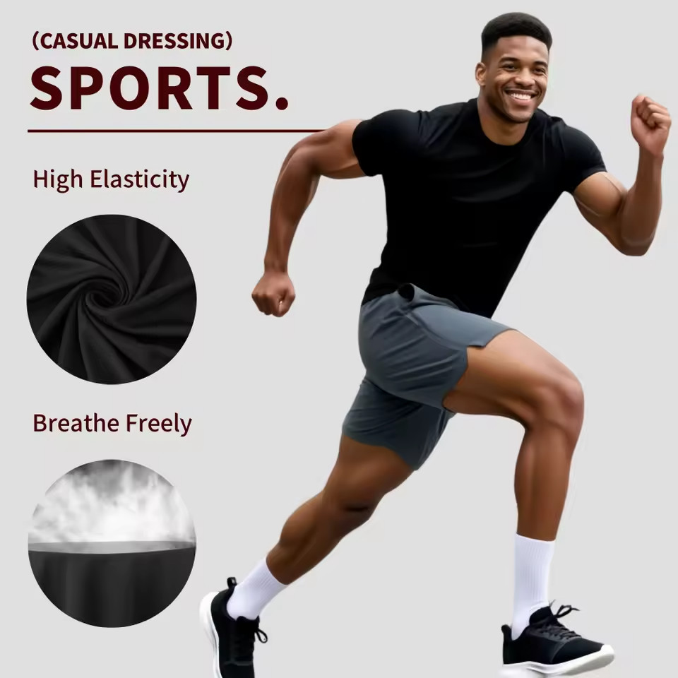 5 Pack Men's Quick Dry T-Shirts – Lightweight Athletic Gym Workout Shirts