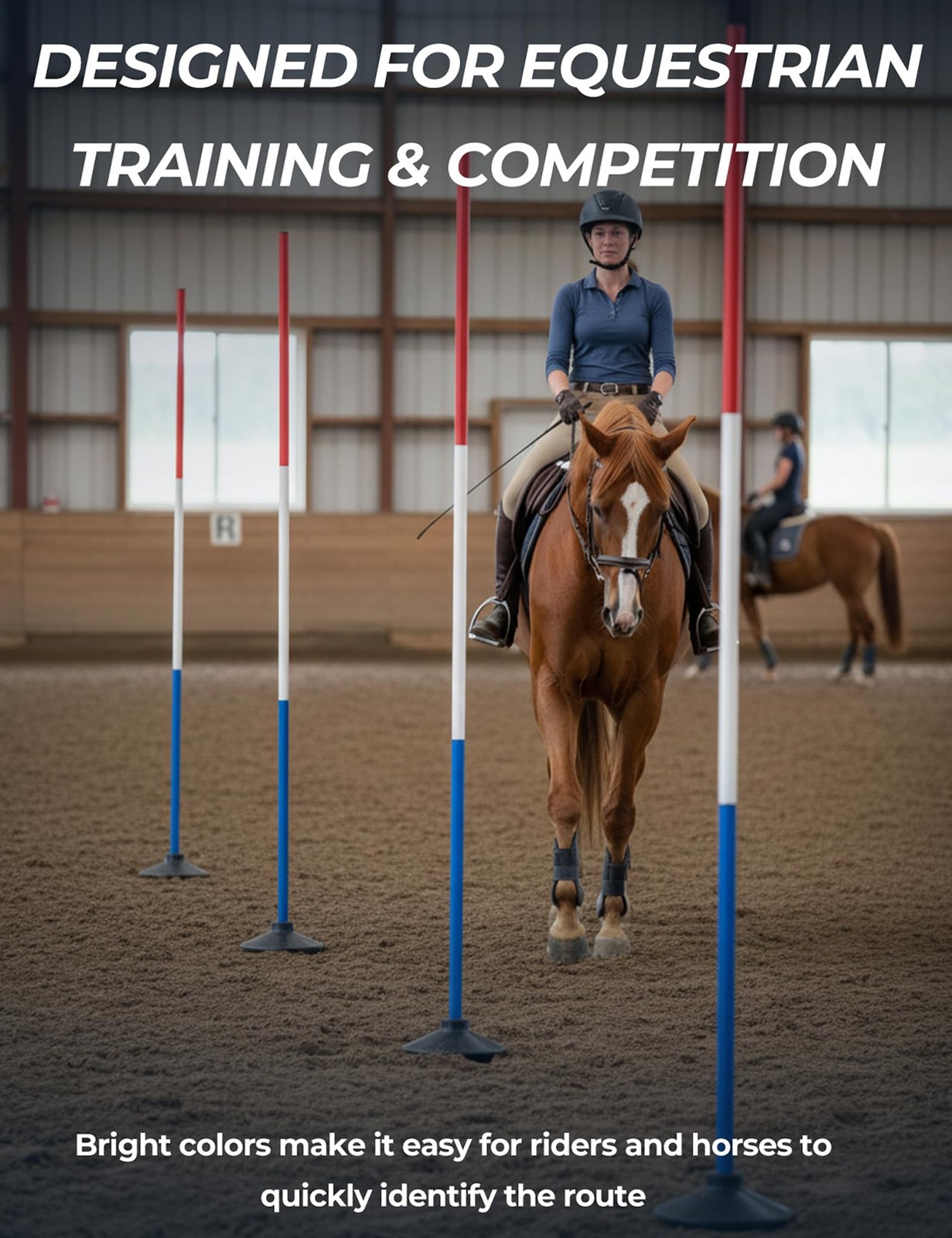 6 Pcs Pole Bending Poles with Weighted Base for Horses, Adjustable Equestrian...