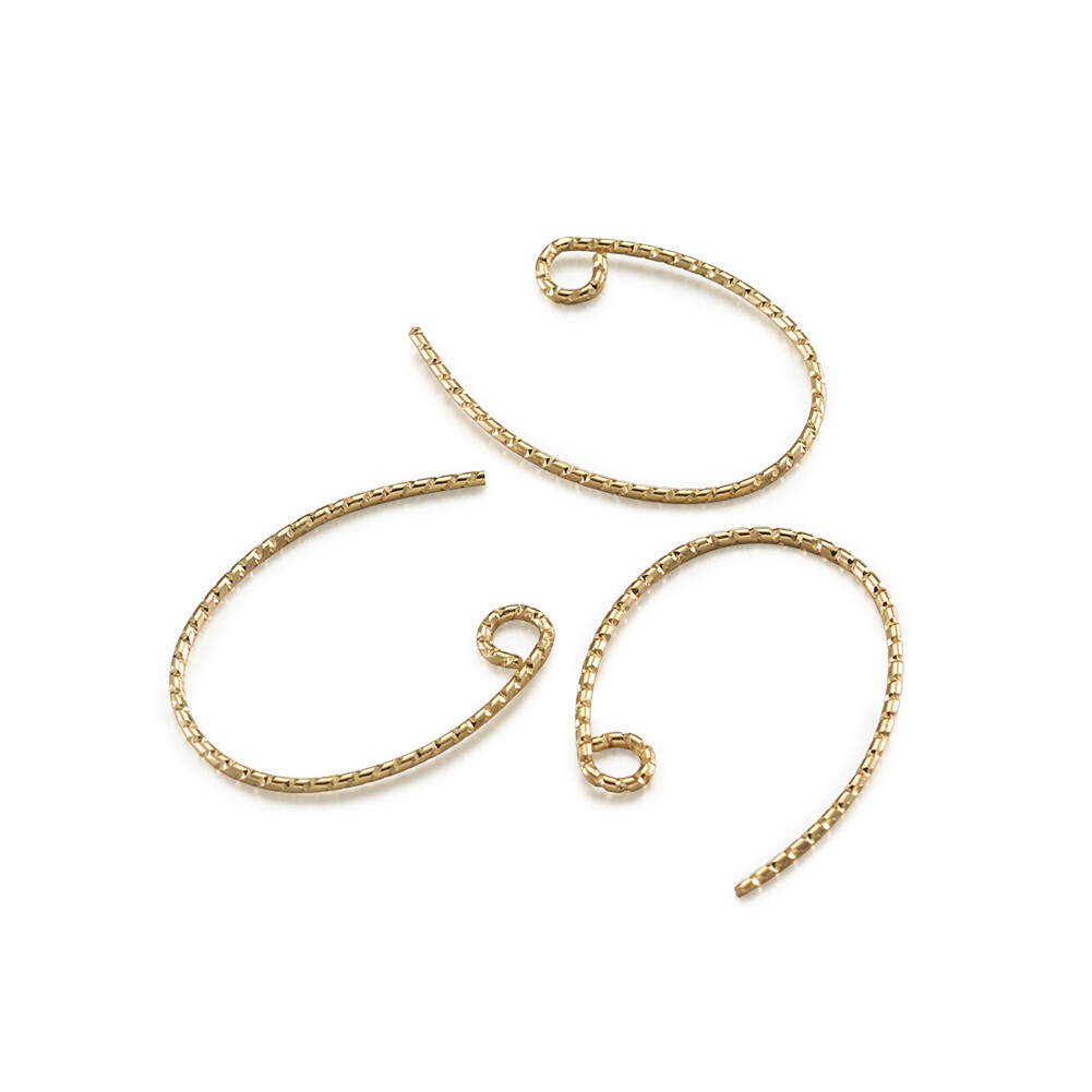 100pcs Real 18K Gold Plated Brass Earring Hooks Dangle Earwire Loop 23x16.5mm