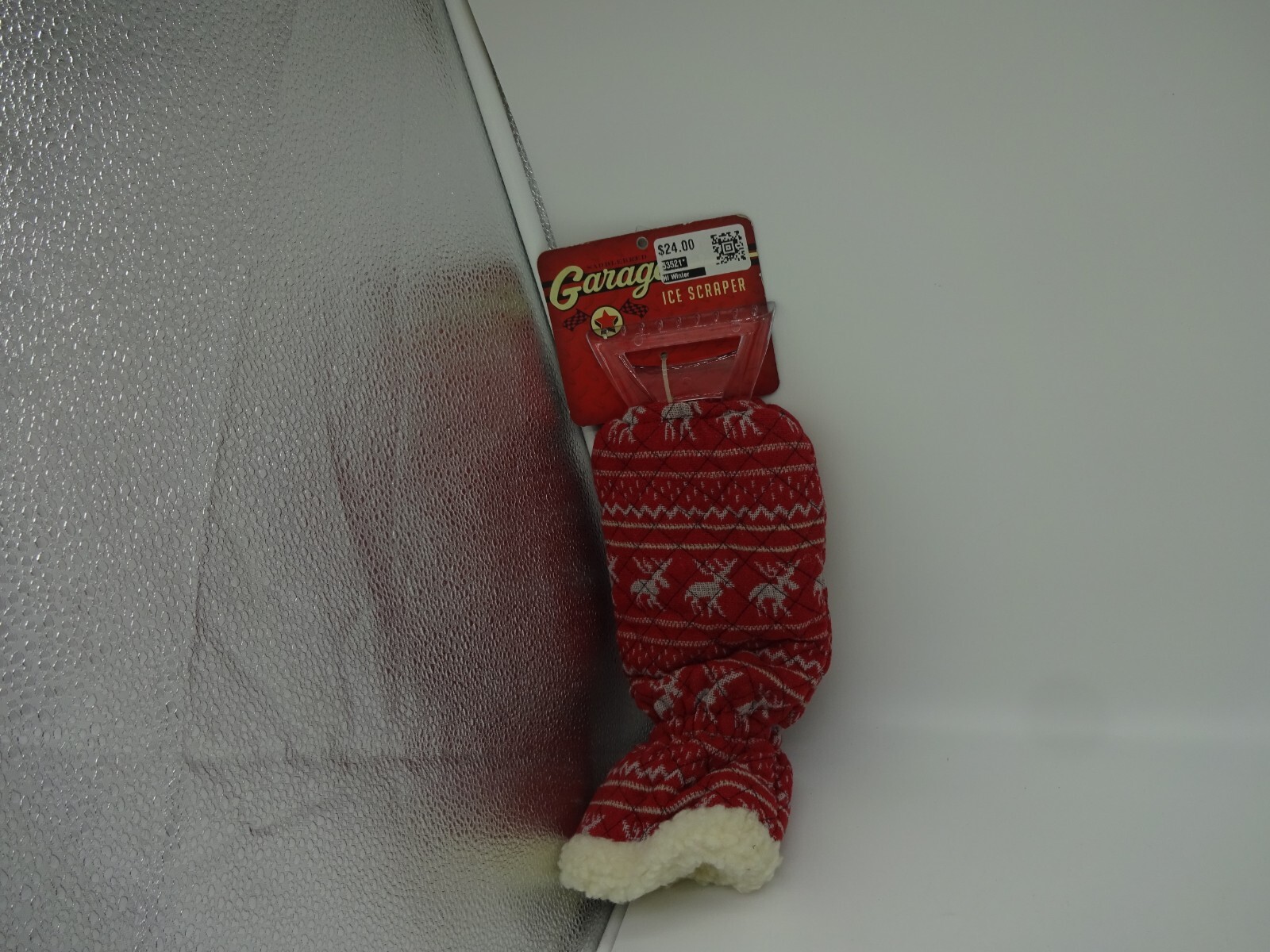 SaddleBred Garage Reindeer Mitt Flannel Ice Scraper Elastic Trimmed Cuff (RT)