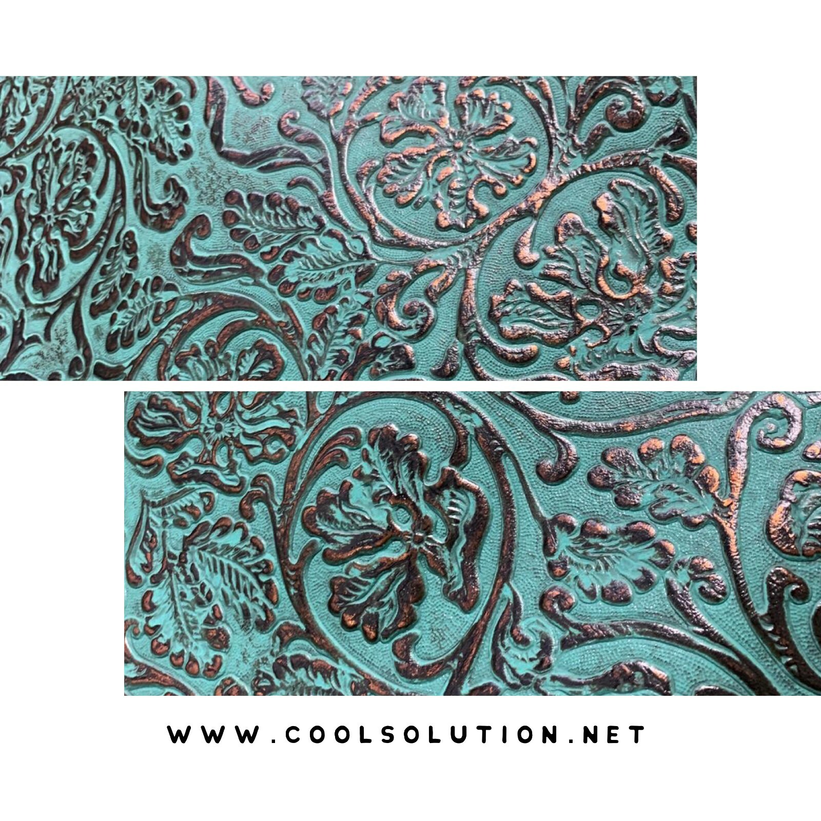 Embossed Leather Cowboy Tool Turquoise Copper, Leather Sheets Cut to Size