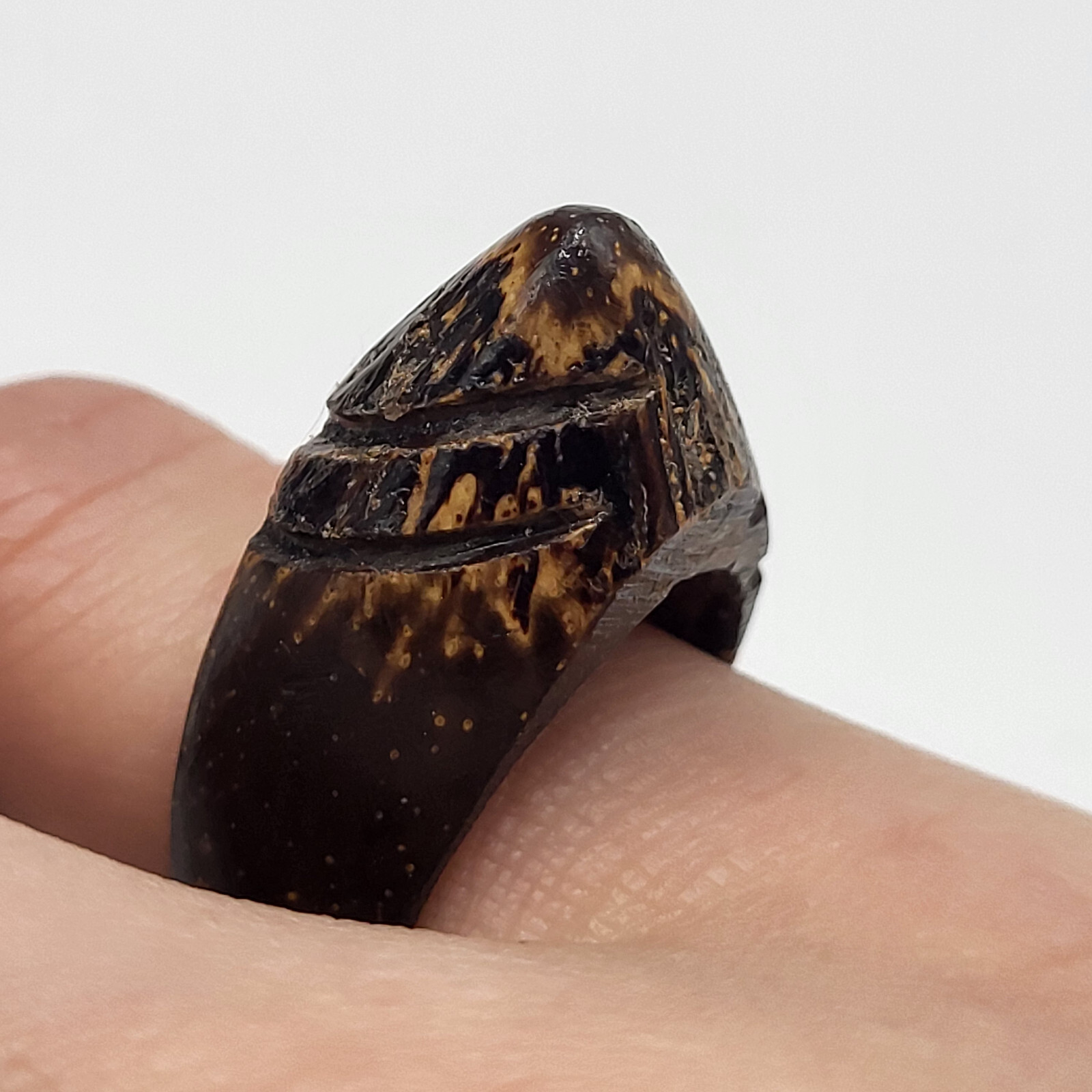 Handcarved Bamboo Ring Sz 6