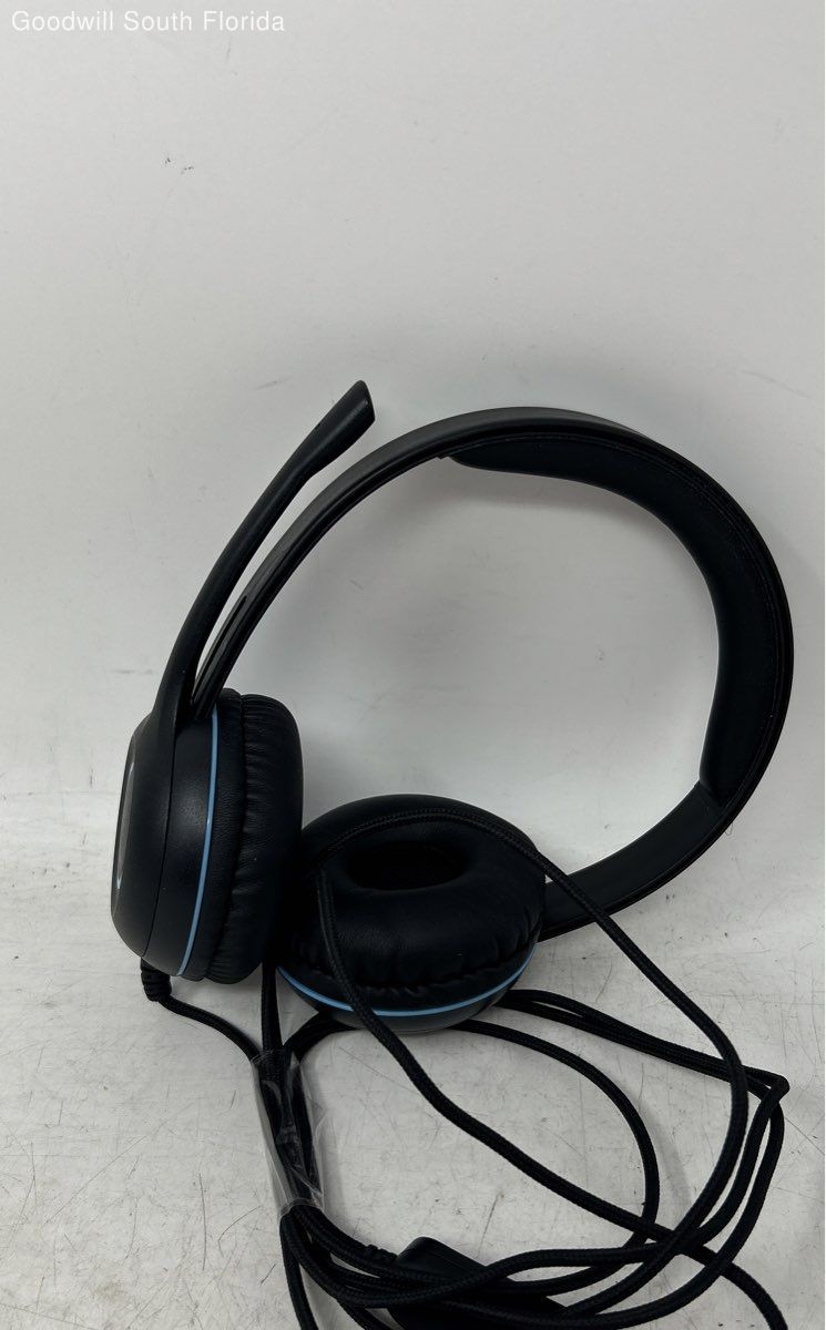 Cyber Acoustics AC-5014 Black Blue Durable USB-C Stereo Headset Untested