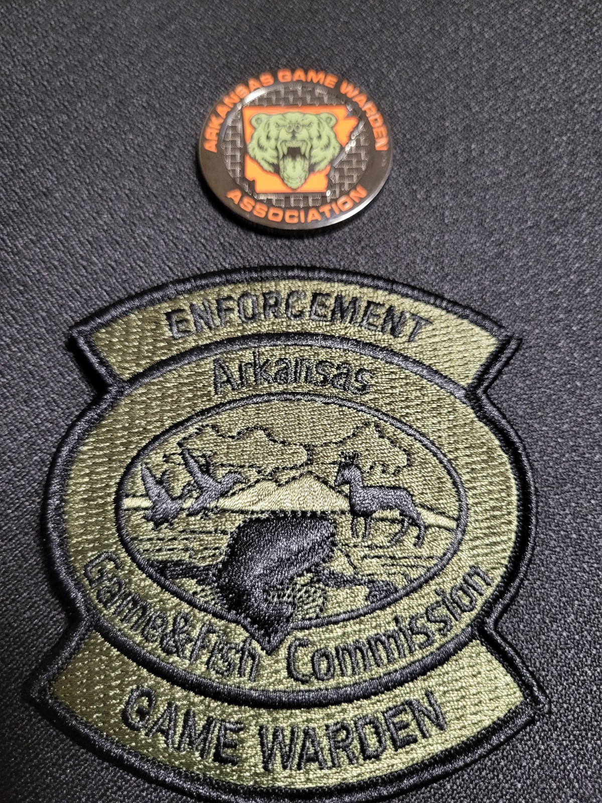 Arkansas Game & Fish Enforcement - Wildlife GAME WARDEN Challenge Coin & Patch