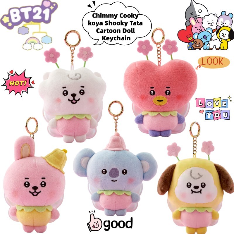 BT21 Cartoon Character Keychain Chimmy Cooky Koya Shooky Tata Bag Charm Gift