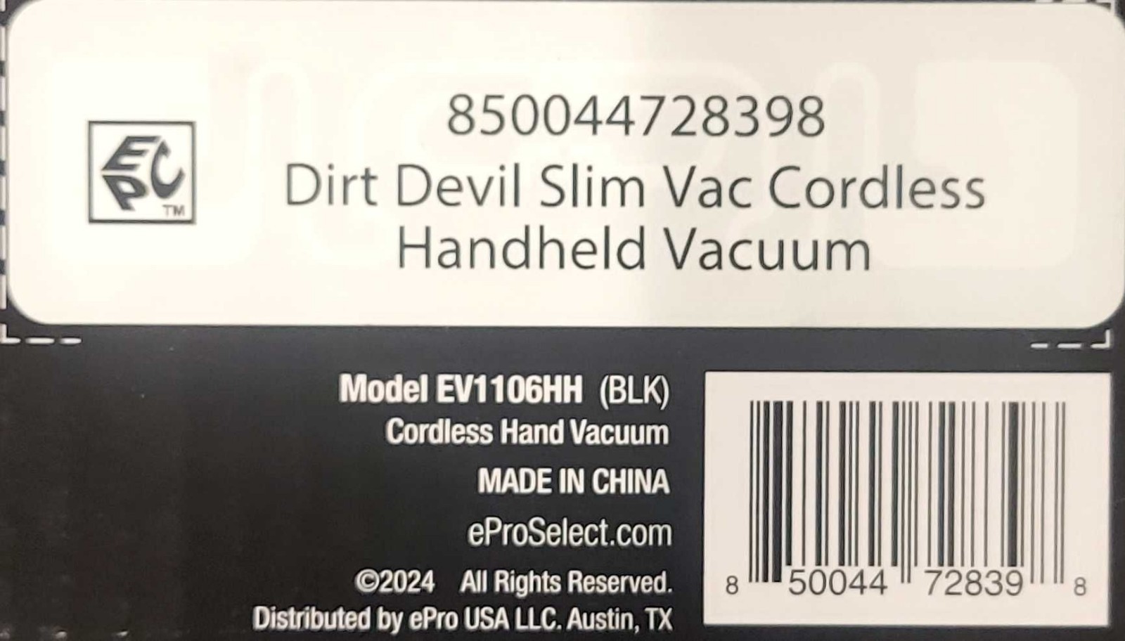 Dirt Devil Cordless Rechargeable Handheld Slim Vacuum EV1106HH w/Storage Dock 🆕