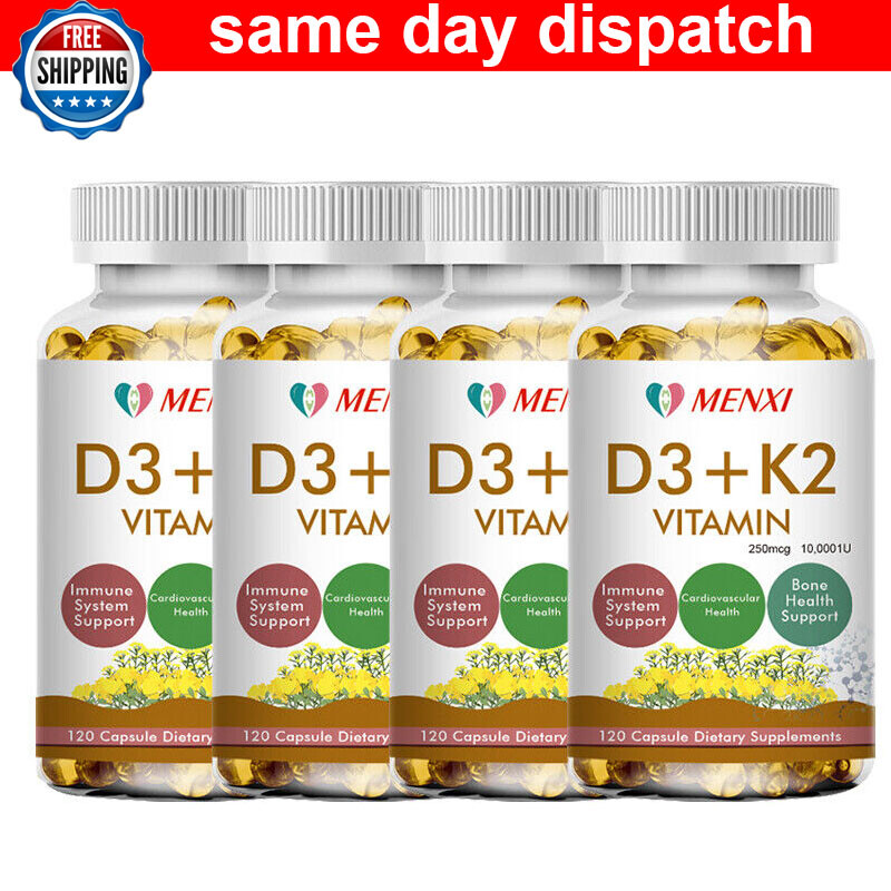 Vitamin K2 (MK7) with D3 10000 IU Supplement, BioPerine Capsules, Immune Health