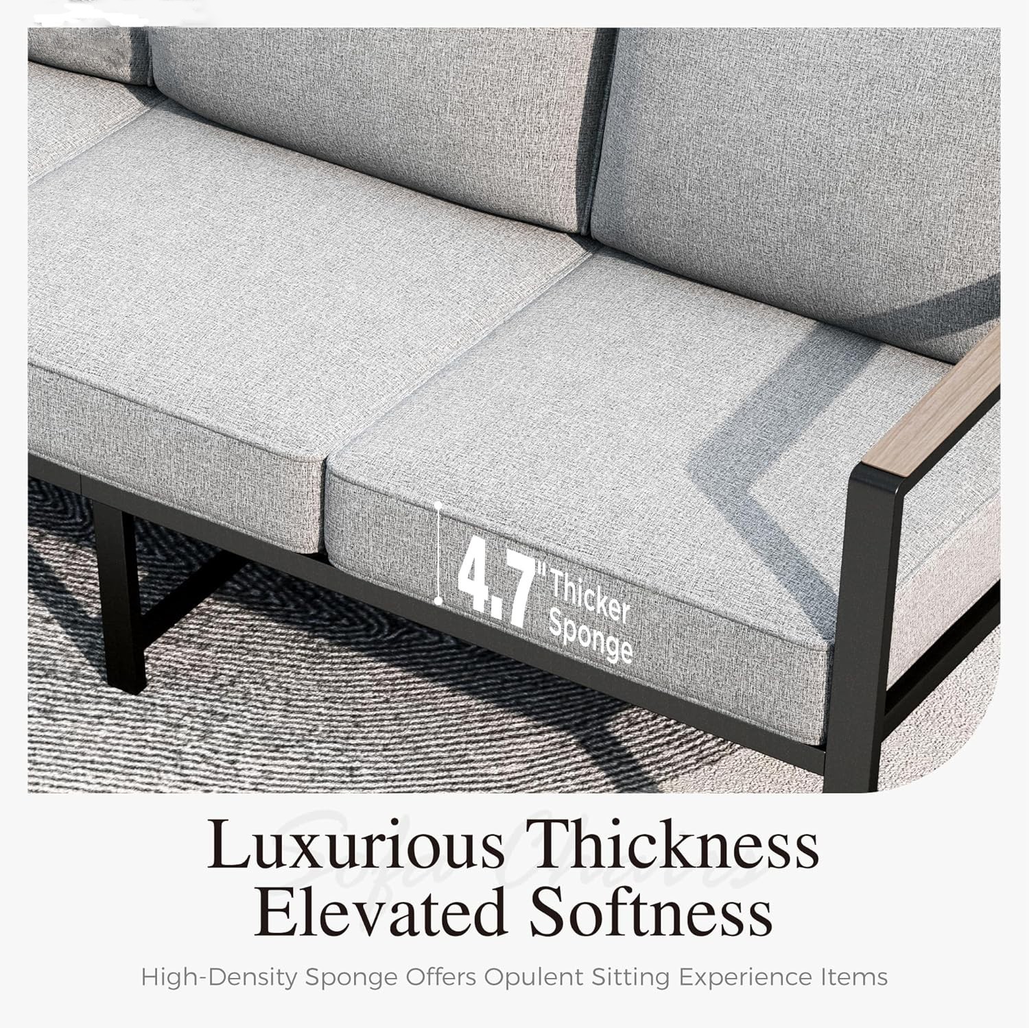 5 Piece Patio Furniture Sets Outdoor Conversation Sectional Sofa w/ Coffee Table