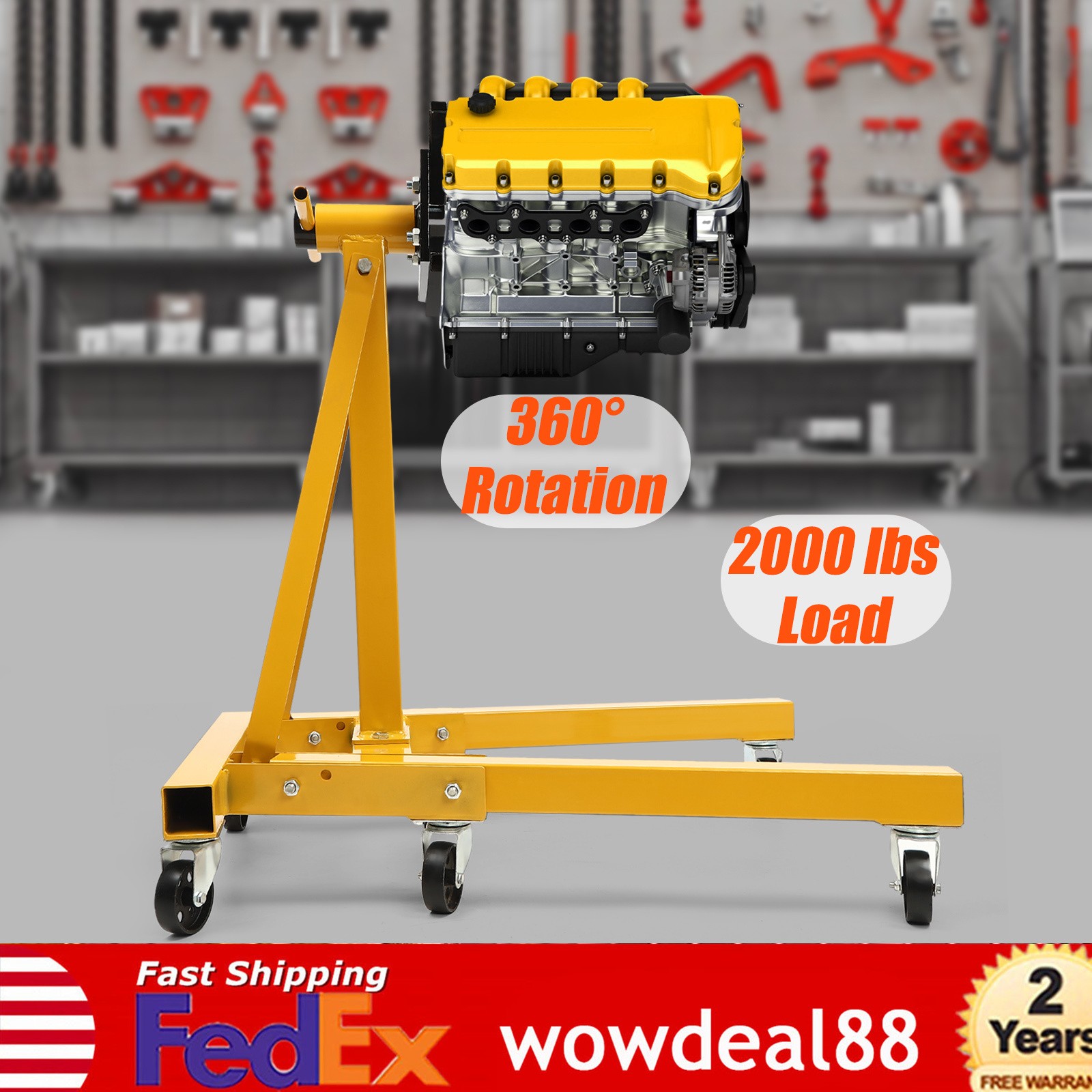 2000 lbs Folding Engine Stand Foldable 360° Rotating Engine Holder Heavy Duty