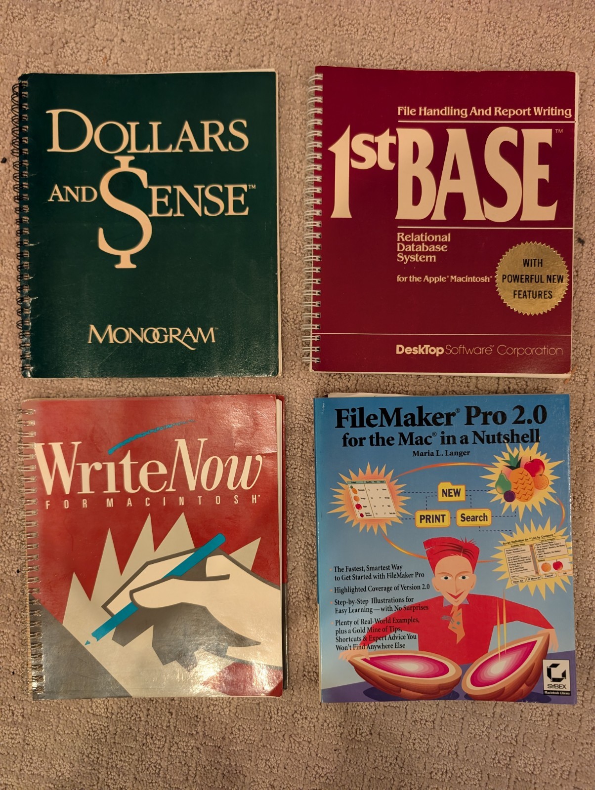 Mac 128K/512K Software Manual Lot - Dollars & Sense, 1st Base, WriteNow - MORE!