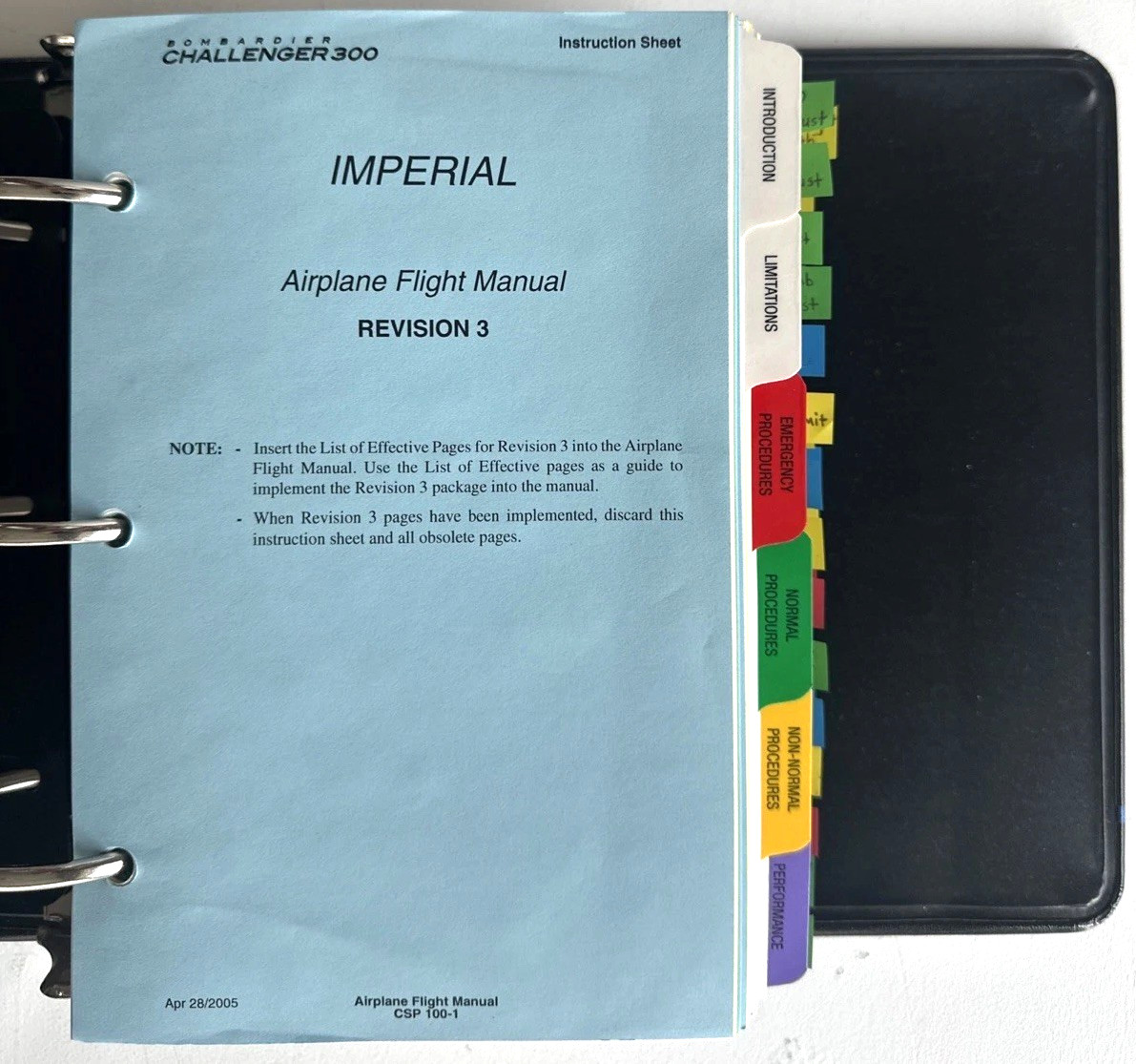 Bombardier CHALLENGER 300 (IMPERIAL) Airplane Flight Manual BD-100-1A10