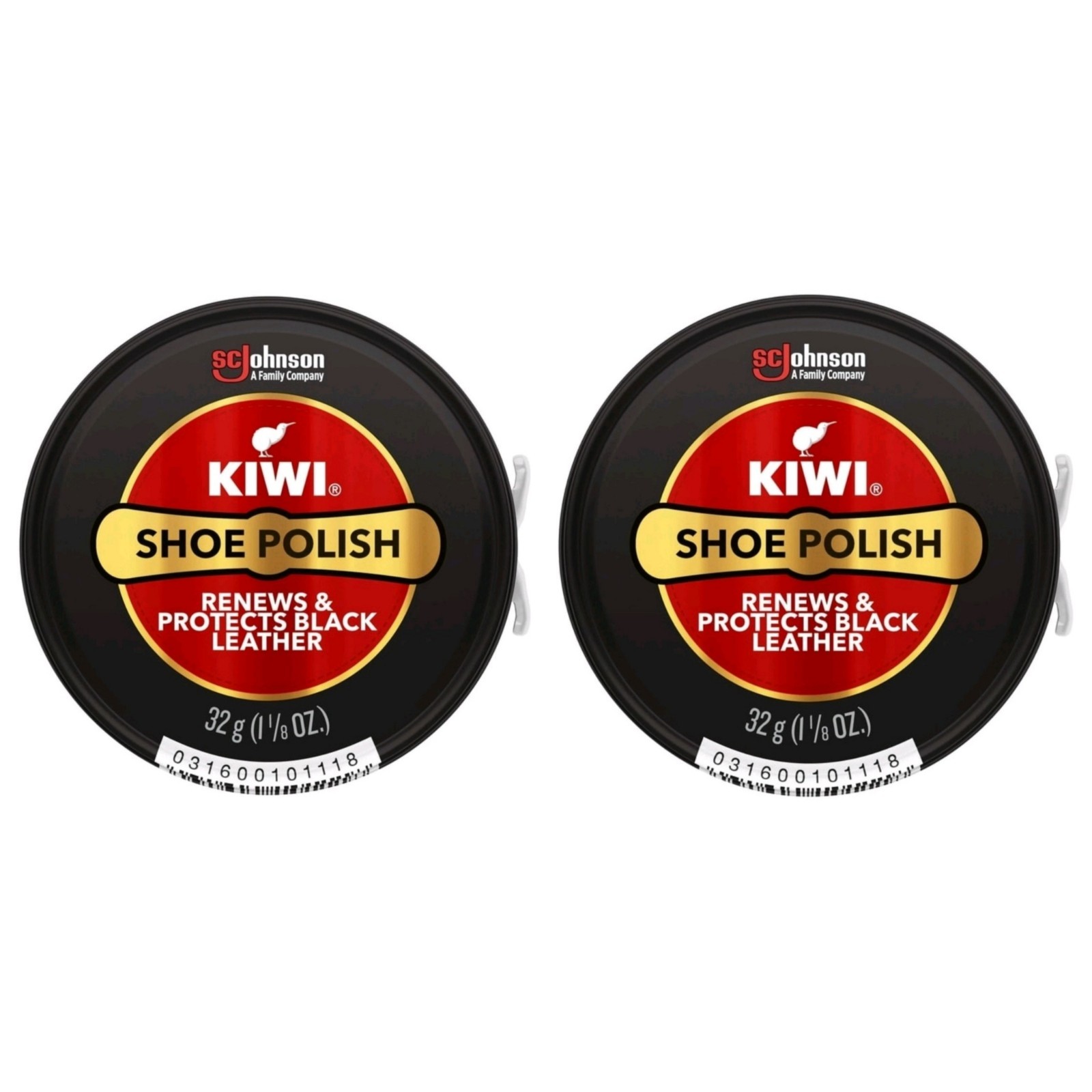 Kiwi Black Shoe Polish Leather Care 2 Tins 31g 1.13oz Shines Renews & Protects