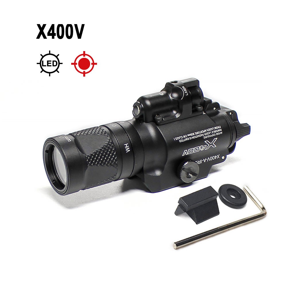 Tactical LED Weapon Light Picatinny Mount Flashlight Red Laser Combo For Pistol