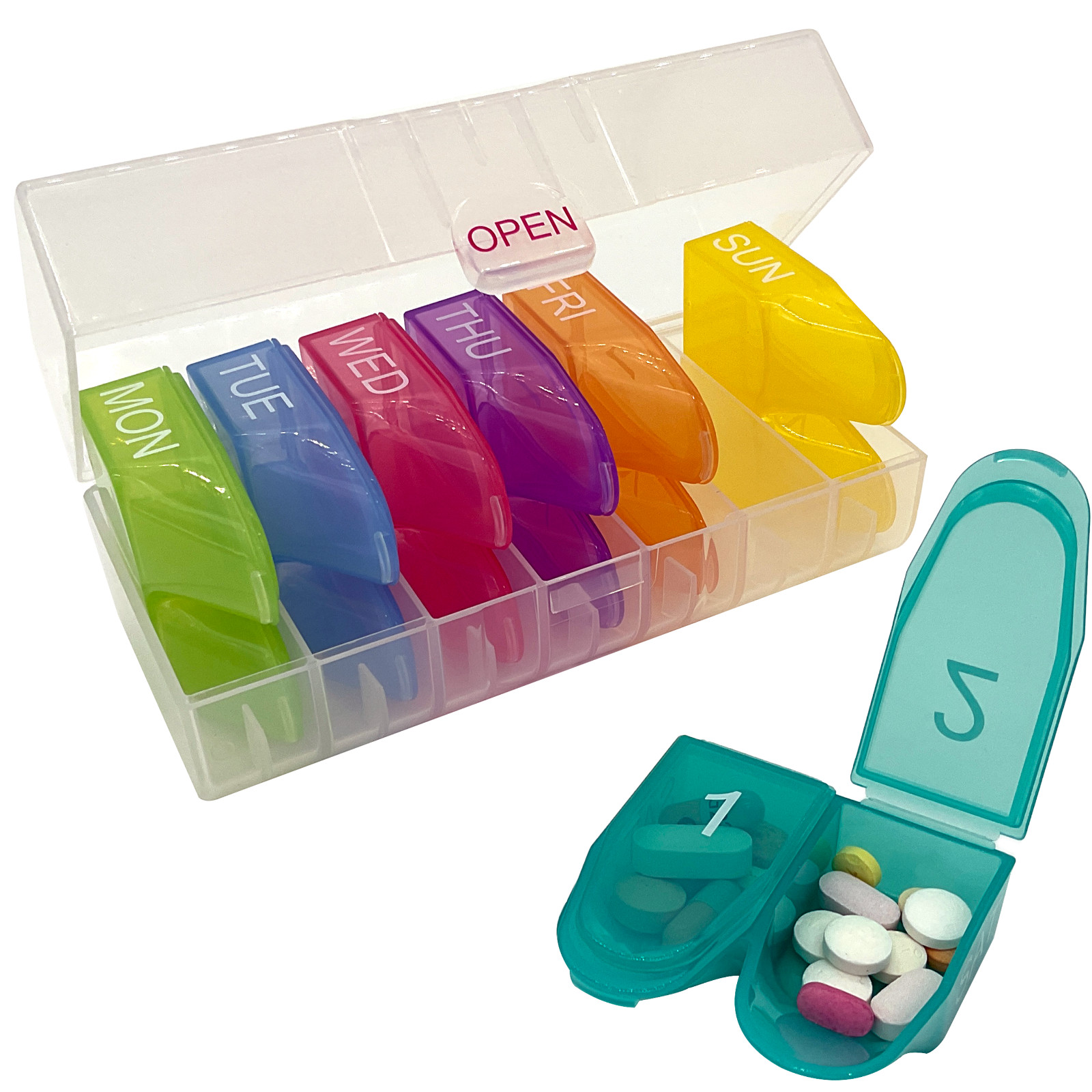 e-pill MediShot 2 Times Day x 7 Day Weekly Pill and Supplement Powder Organizer